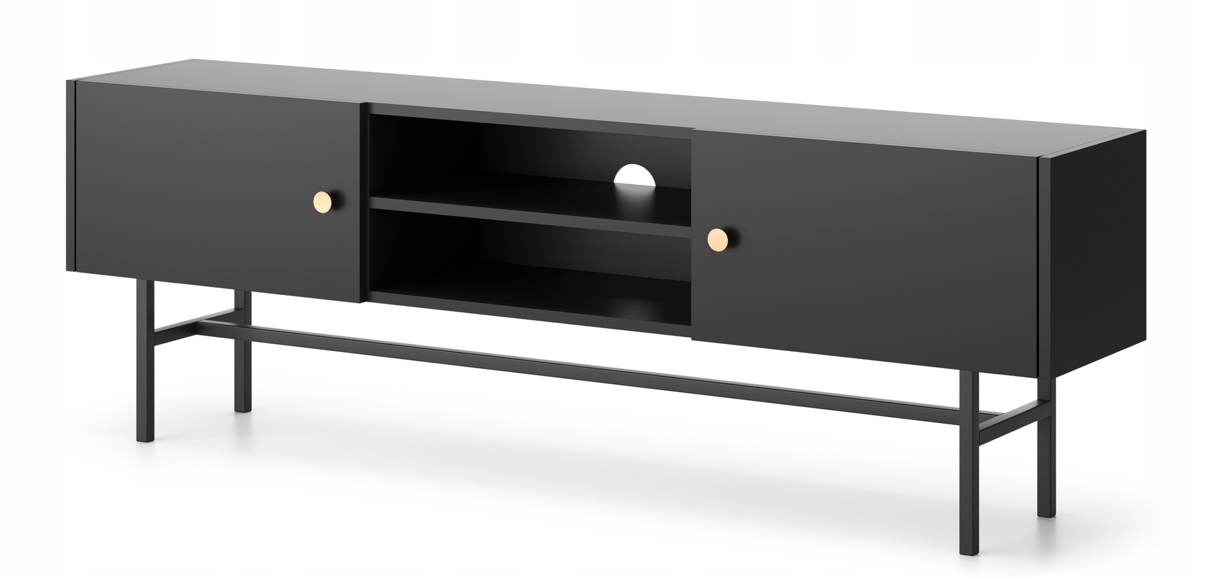 Rtv skříňka Divenos dvoudveřová 155 cm s výklenky, černá