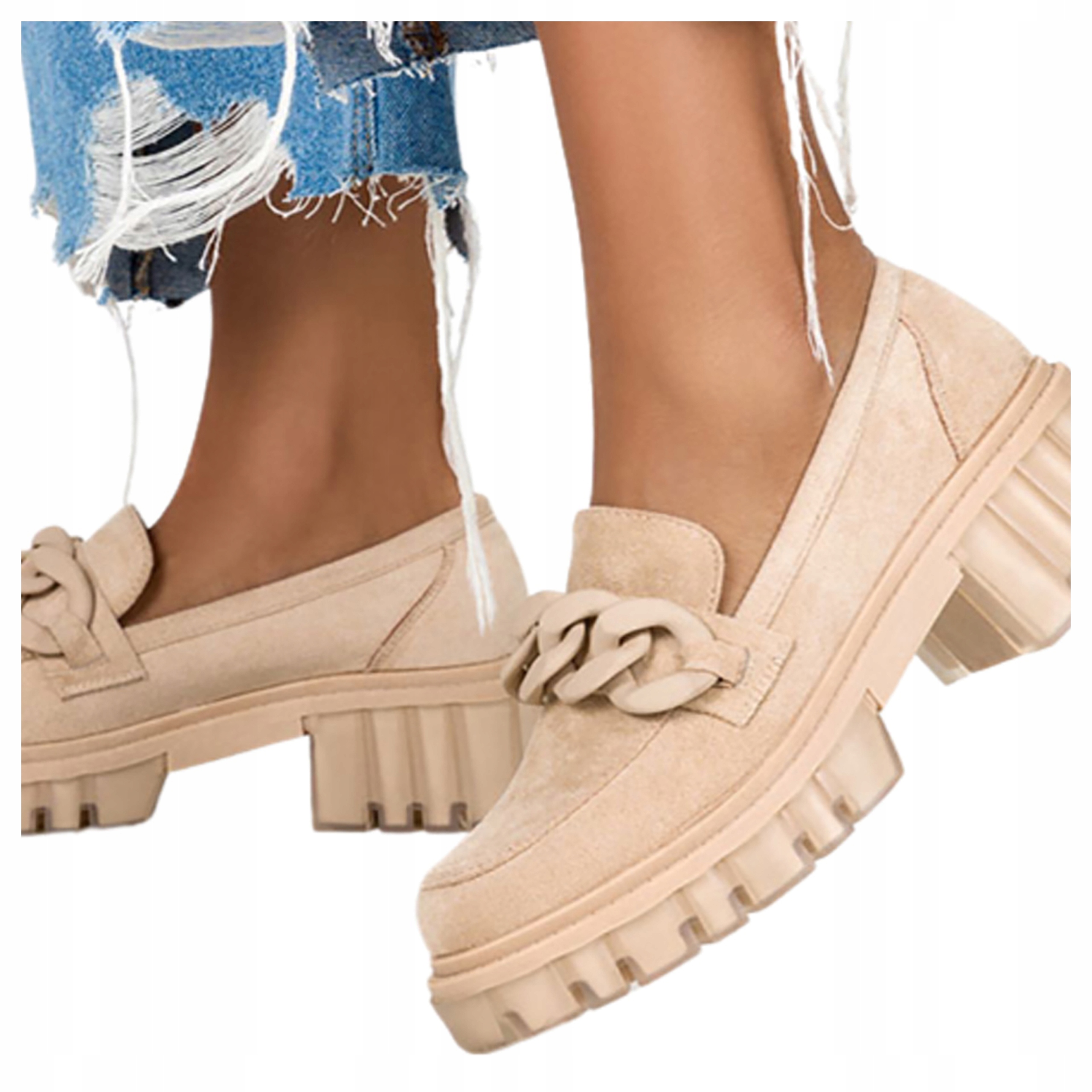 PÓŁBUTY DAMSKIE Z ŁAŃCUCHEM NA PLATFORMIE MODNE 39