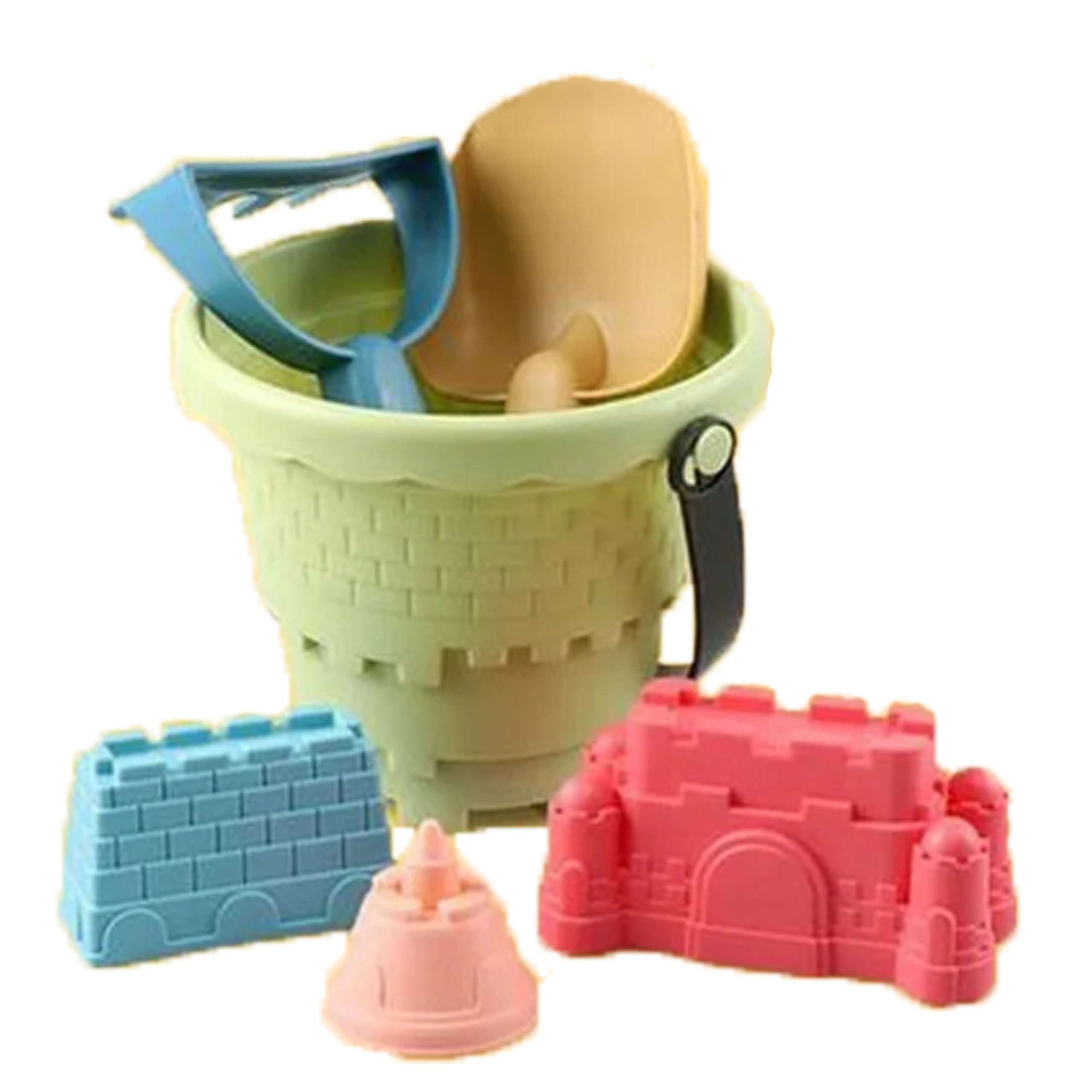 ZESTAW DO PIASKOWNICY PIASKU DLA DZIECI ŁOPATA GRABKI FOREMKI WIADERKO SITO