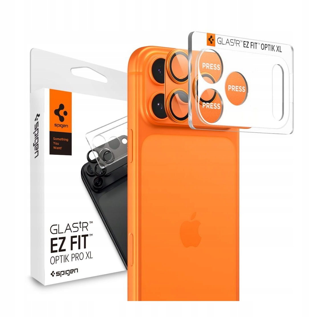 Szkło na aparat do iPhone 17 Pro Spigen Optik Pro XL pomarańczowe