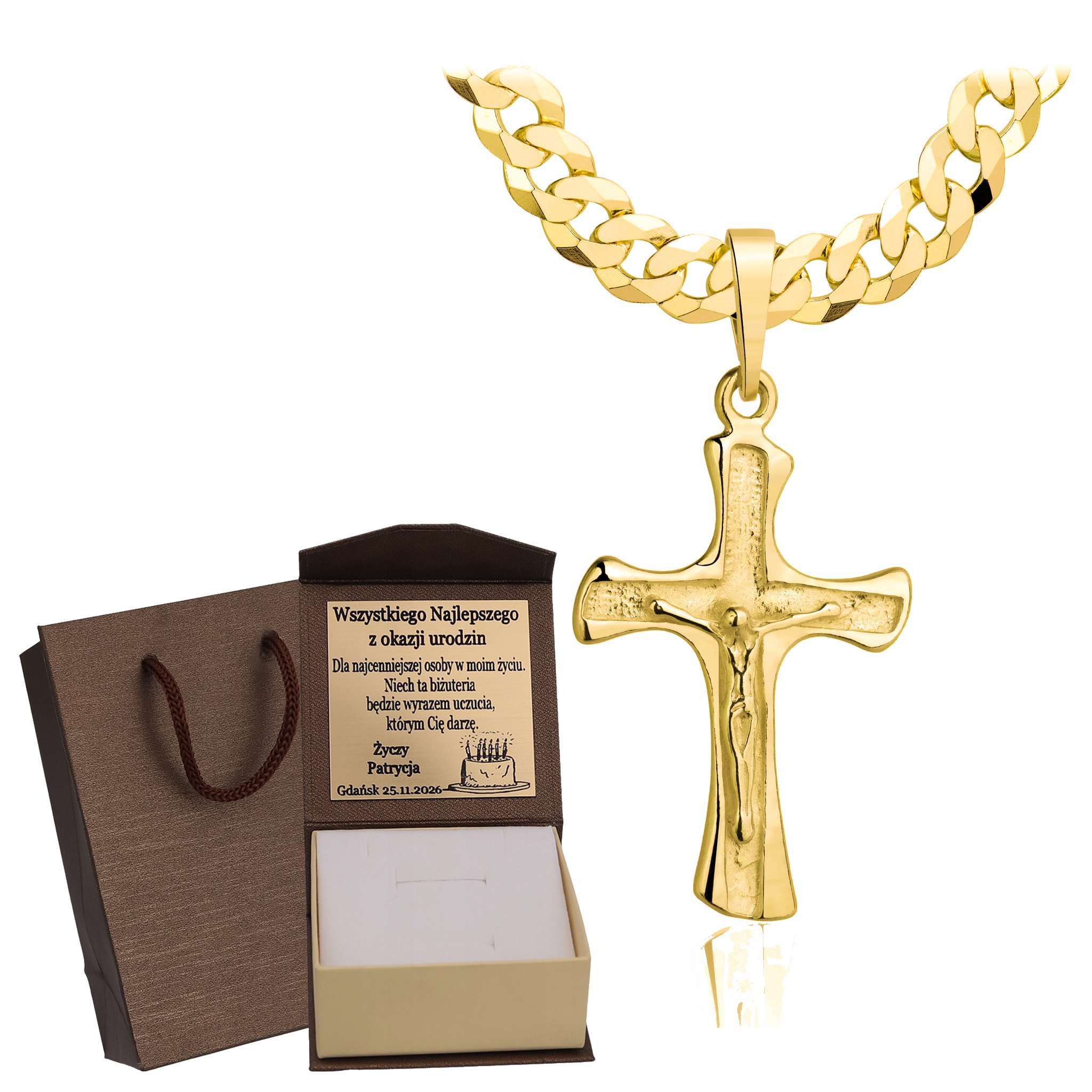 Zlatý Plný Řetízek Pánský Pancr S Křížkem Ryzost 925 585 Gravírování Bonus