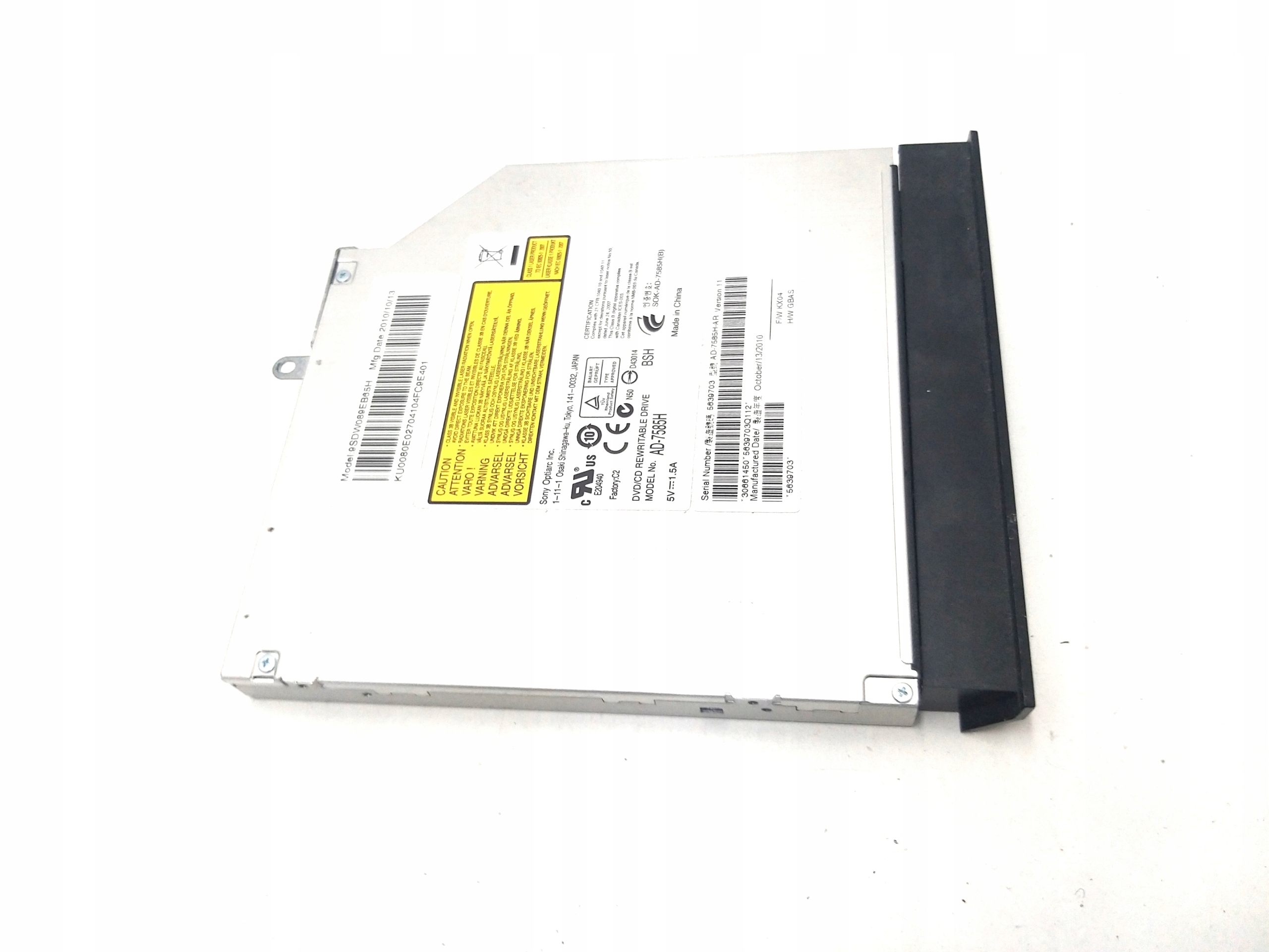 Lecteur graveur CD/DVD-RW interne 12.7 mm pour Ordinateur Portable Packard  bell LE69KB