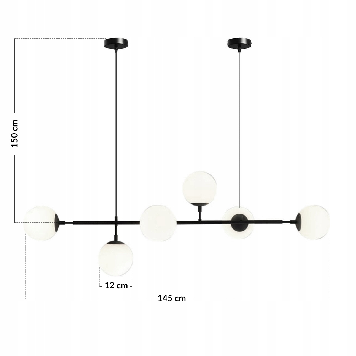 LAMPA SUFITOWA WISZĄCA ŻYRANDOL LOFT KULE 6x LED Długość/wysokość 150 cm