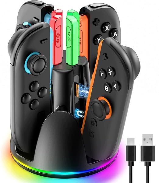 Stacja ładowania Tokluck do Nintendo Switch 2 Joy-Con 2 4w1 magnetyczna Rgb