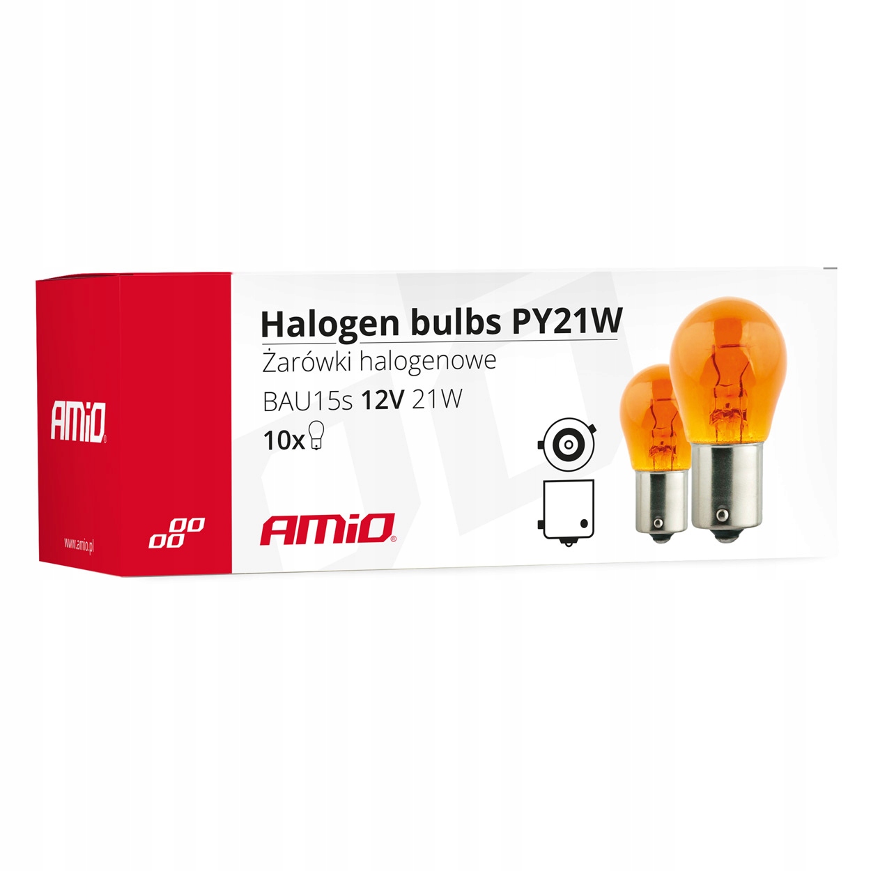 Żarówki halogenowe do kierunkowskazów PY21W BAU15s 12V 21W Amber 10 szt.