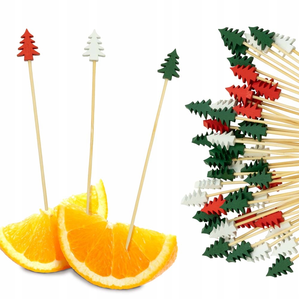 Patyczki ŚWIĄTECZNE Dekoracyjne Wykałaczki 50szt Choinki do Ciast Potraw