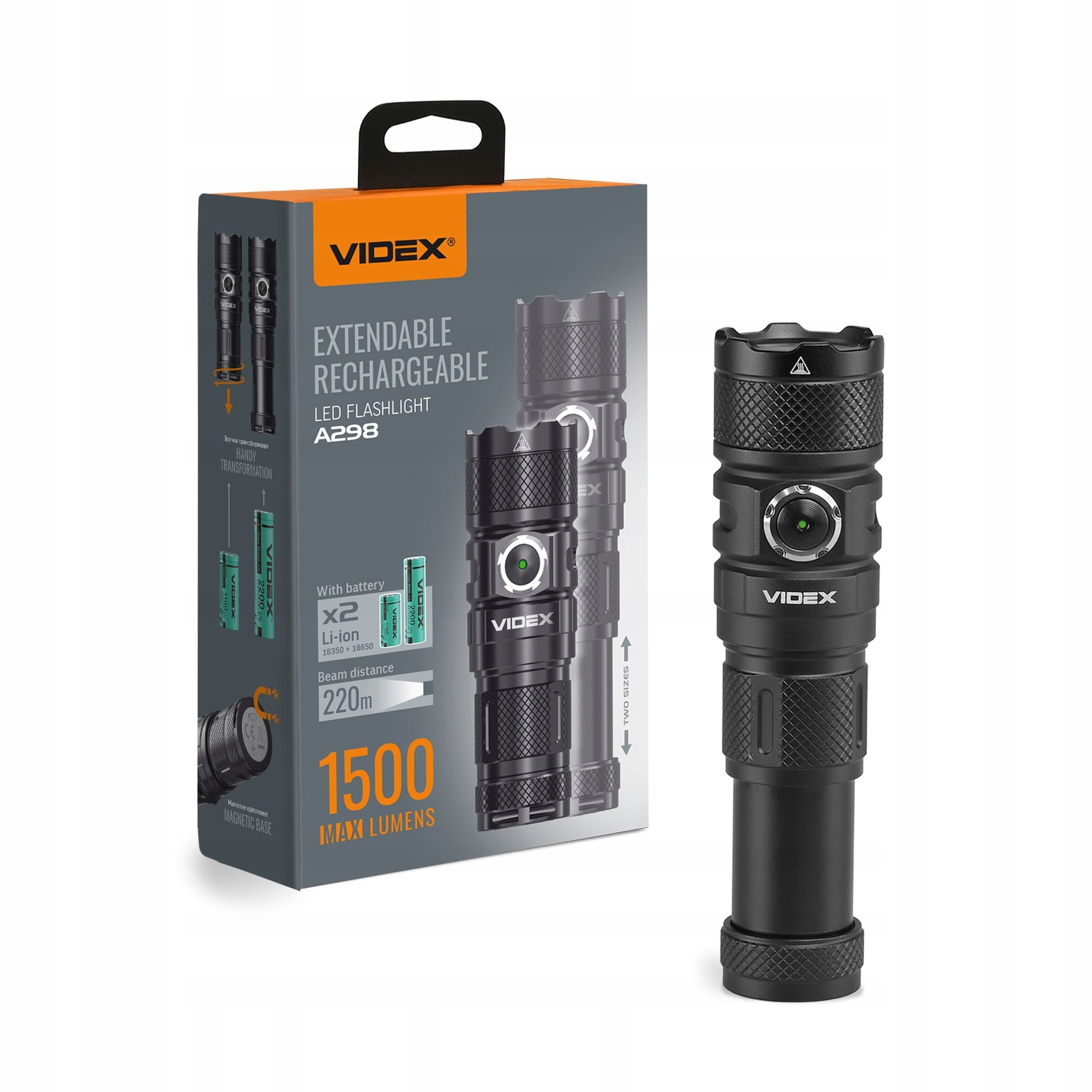 Latarka Led taktyczna wojskowa szperacz mocna Videx VLF-A298 Usb 1500 lm