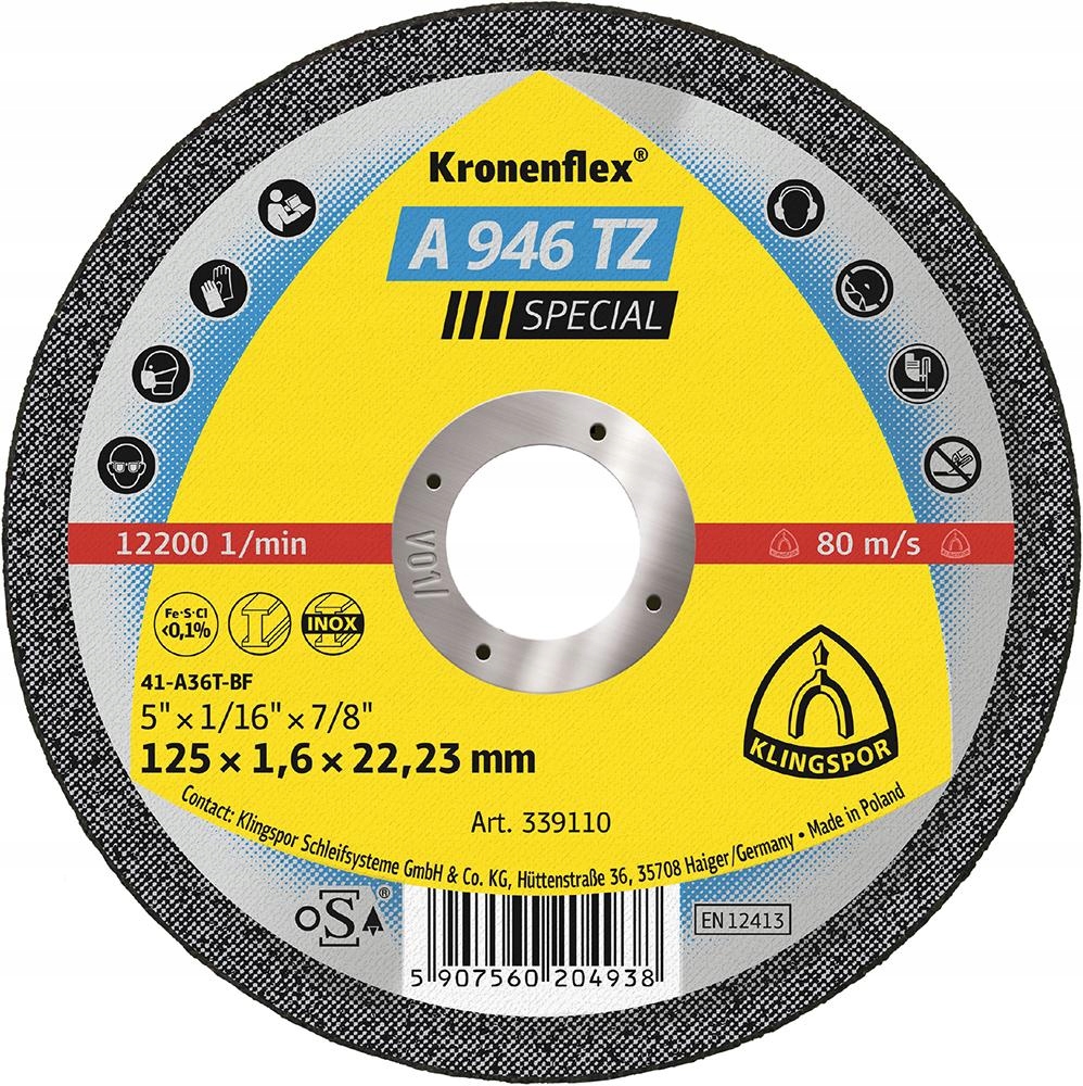 Kotouč na řezání inoxu A946TZ 125x1,6 mm rovný 25 ks Klingspor