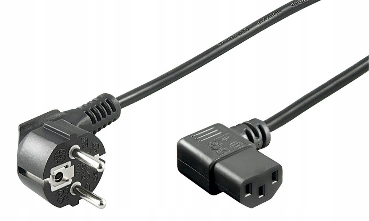 

Kabel Zasilający IEC320SCHUKO Na C13 10A 2M Kątowy