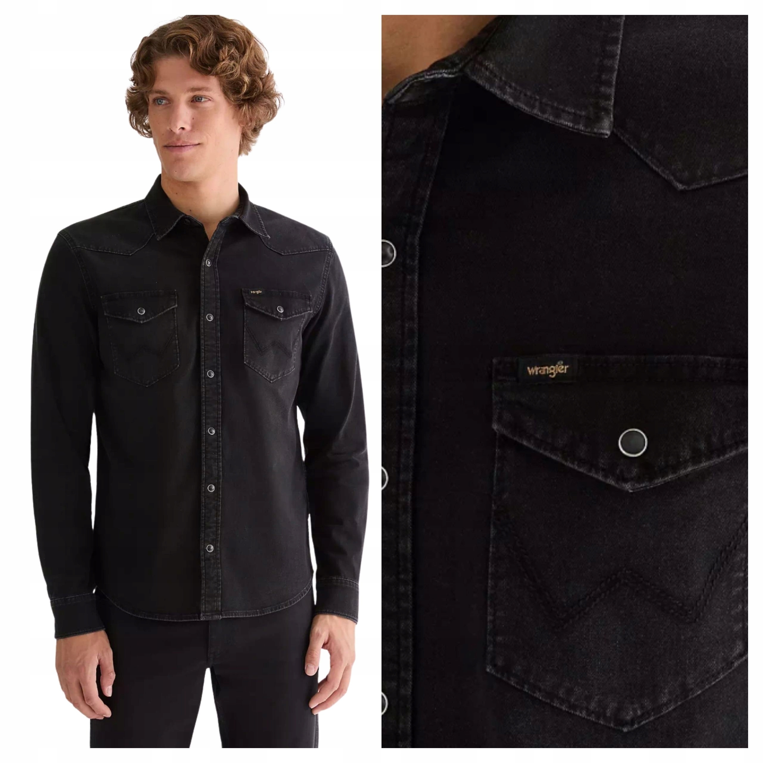 Pánská košile Wrangler Western Shirt Černá Klasická Casual S