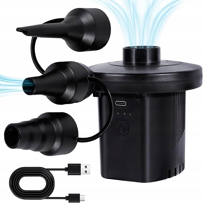 Elektryczna pompa powietrza 3 dysze przenośna pompka Inflator Deflator
