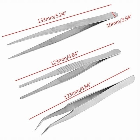 Zestaw 3szt pęset modelarskich Rodzaj cążki