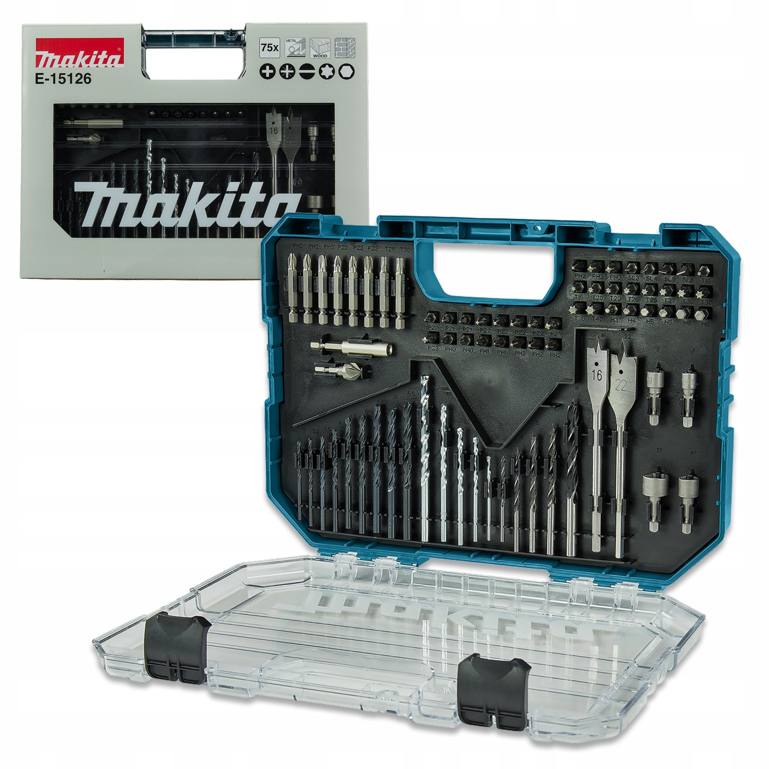Makita E-15126 Sada vrtáků a bitů 75 kusů