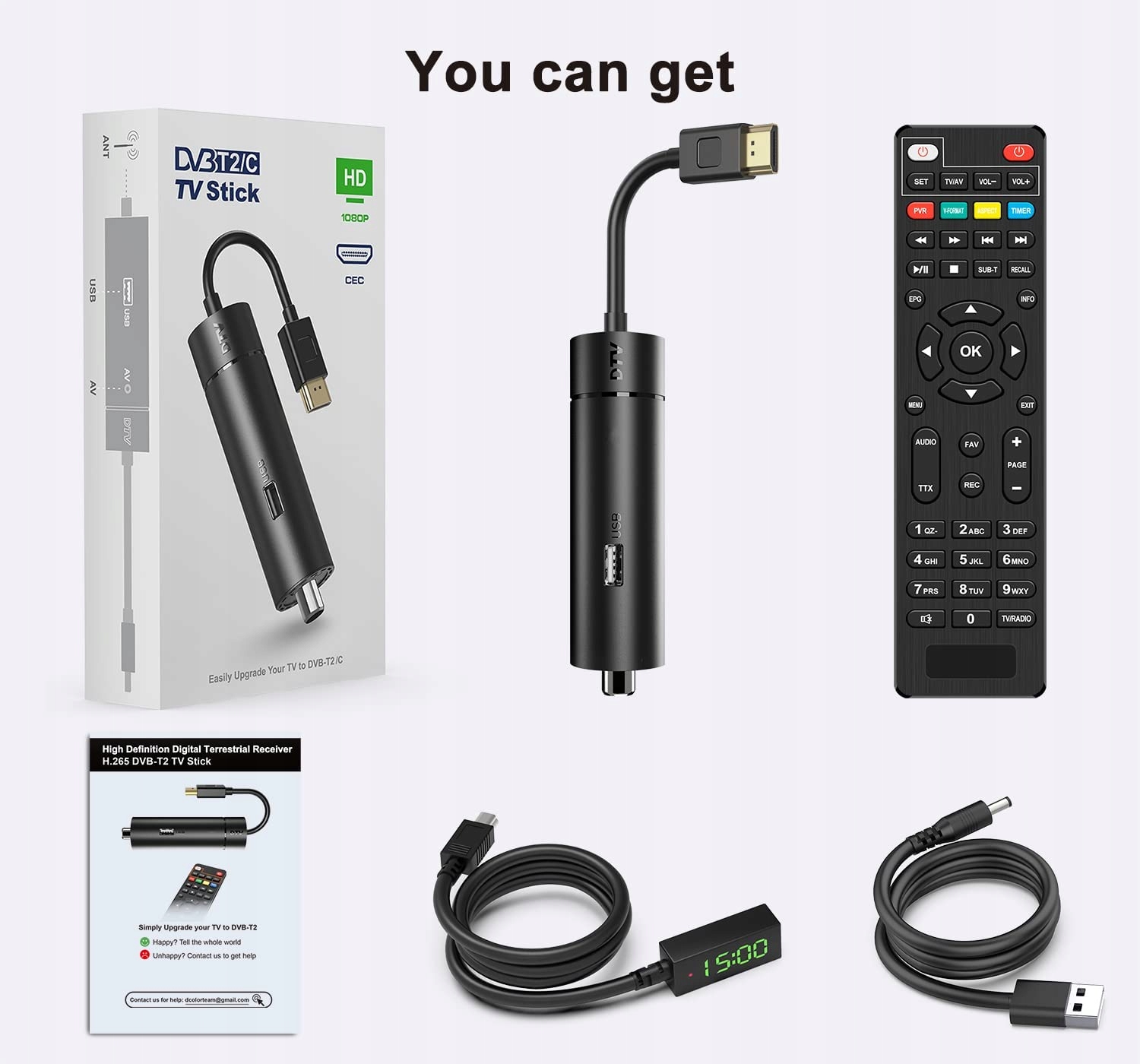 DCOLOR DVB-T2 / C HDMI Stick Dekoder TV NAZIEMNEJ Marka Dcolor