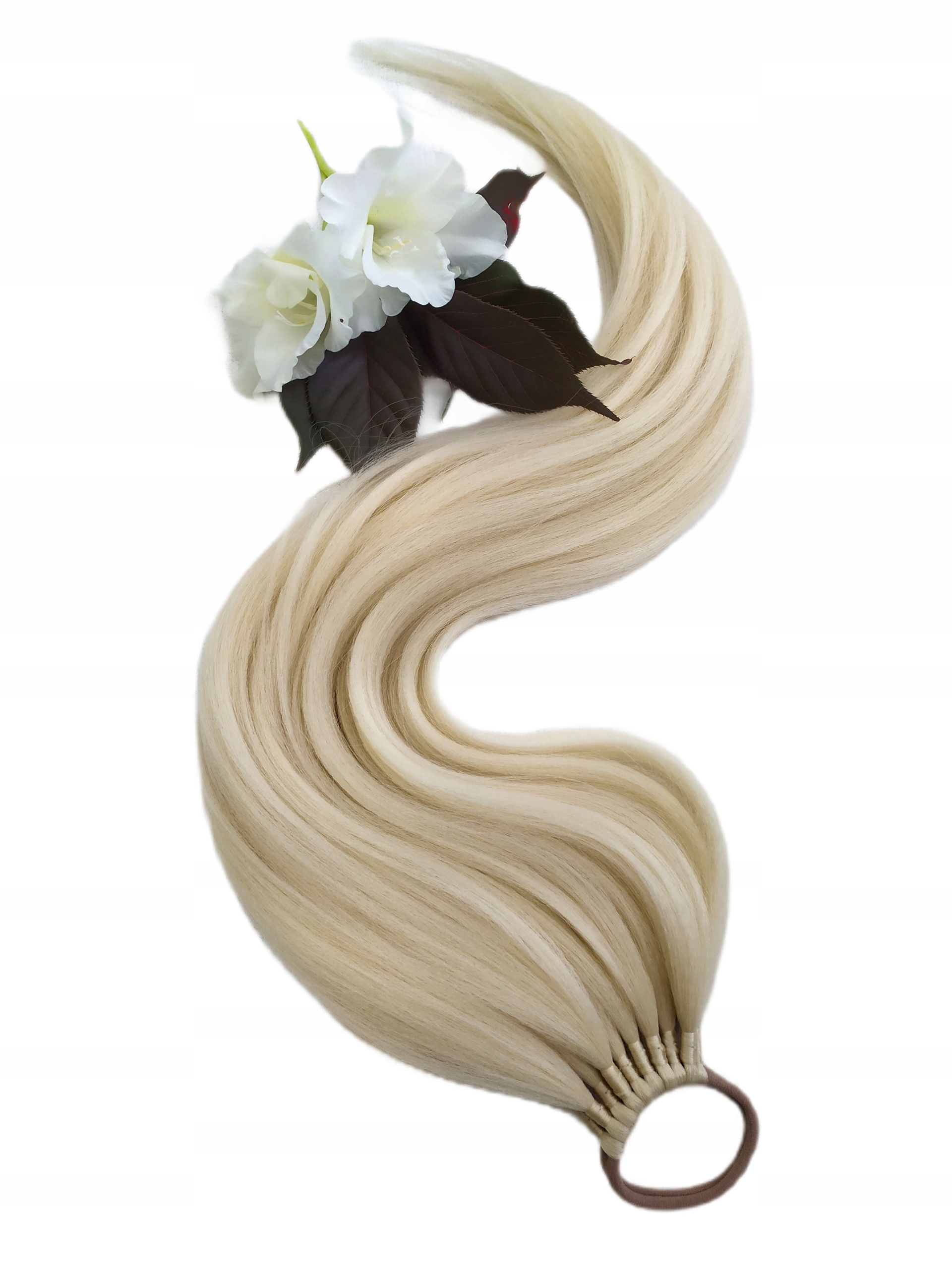 Připínací poník na gumičce, Příčesek, světlý blond, Světlá Blondýnka, 80 cm