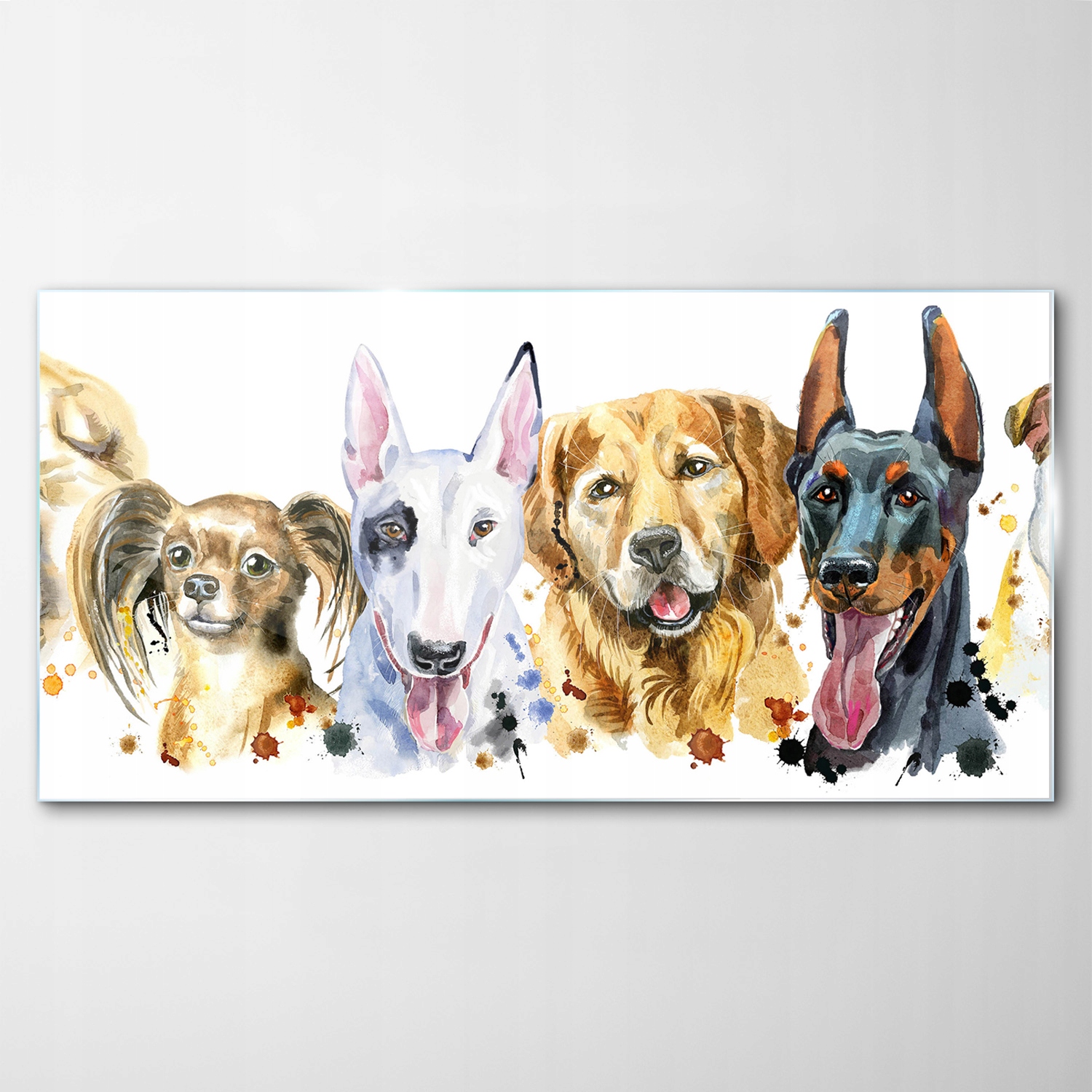 Sklenený obraz Dekor Akvarely Portrét Pes 120x60