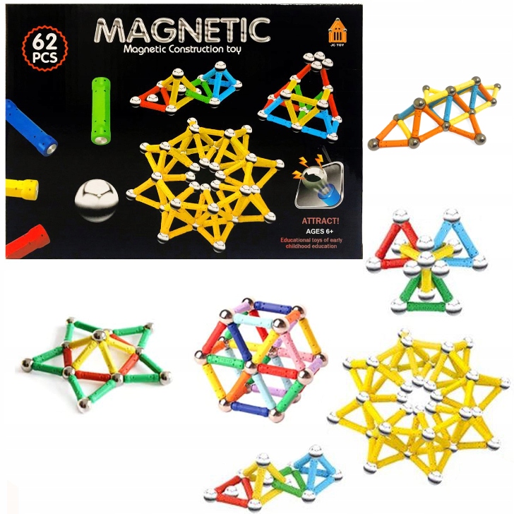 

Klocki Magnetyczne Układanka Konstrukcyjne 62 El.