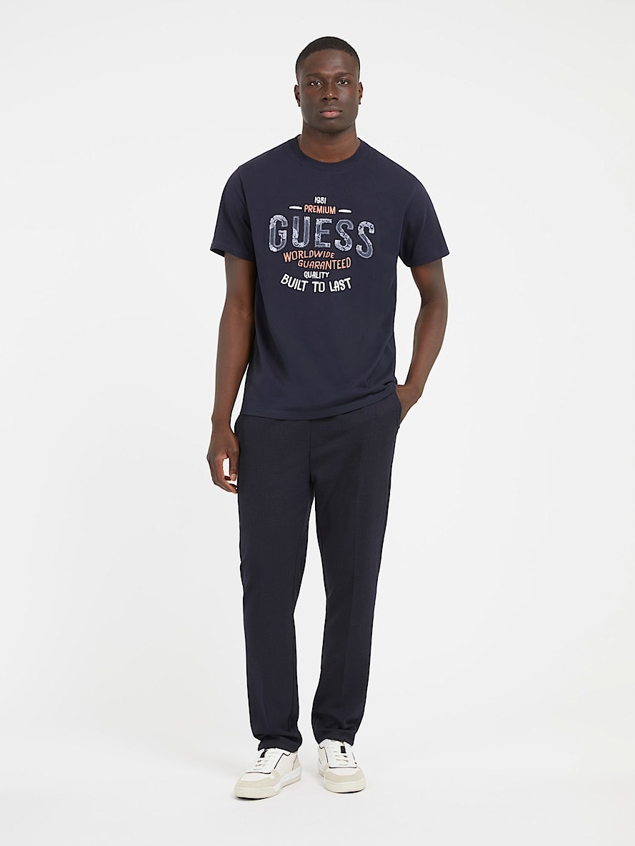 Guess Modré Tepláky S Manžetou A Lampasy 52 Gga