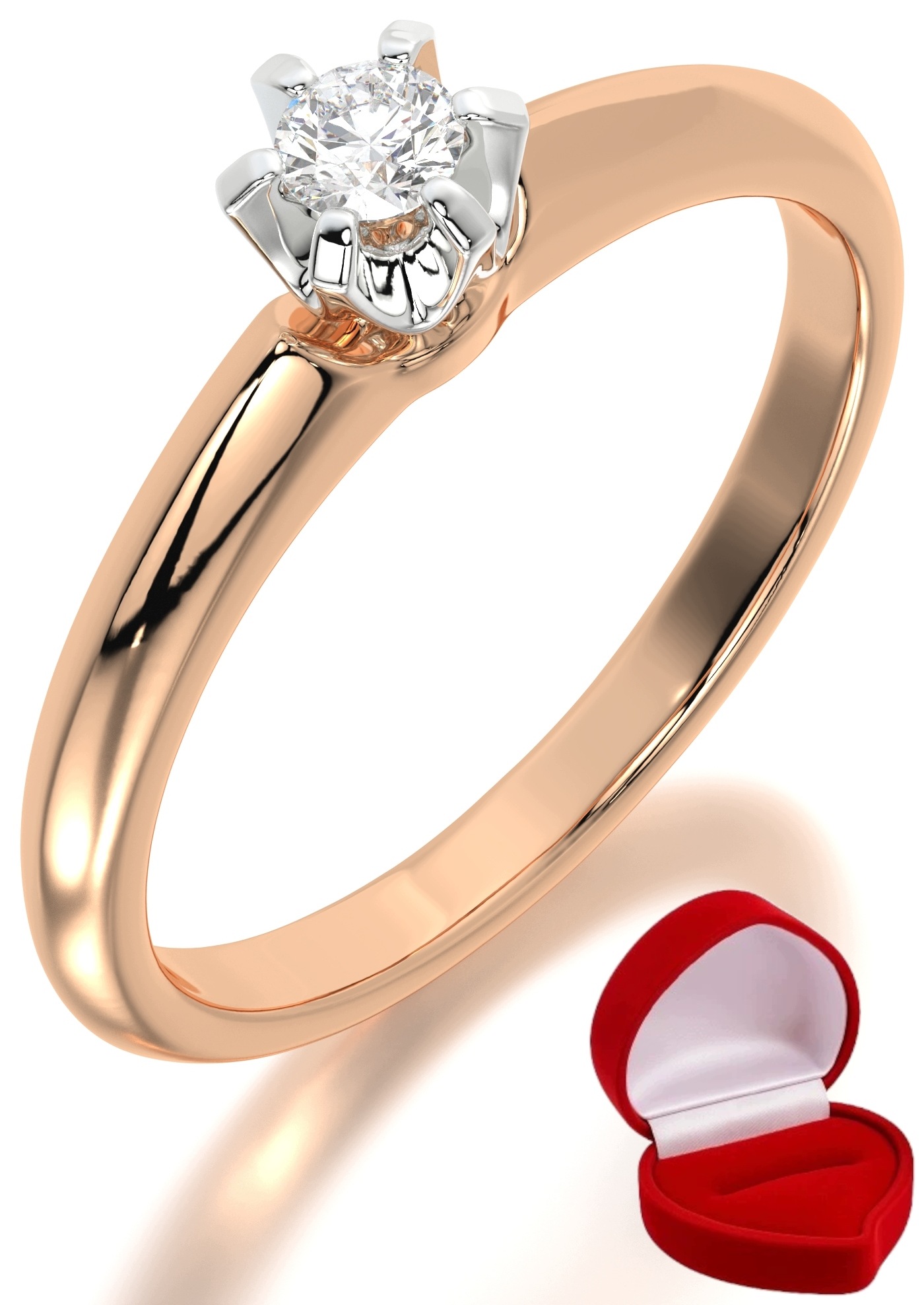 Zlatý Prstýnek 585 14k Brylant Lab 0,09 ct Růžové Zlato R10