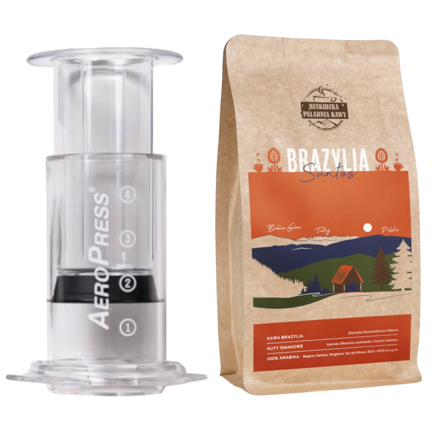 Aeropress Clear Kávovar Káva Zrnková Brazílie Santos 250 g