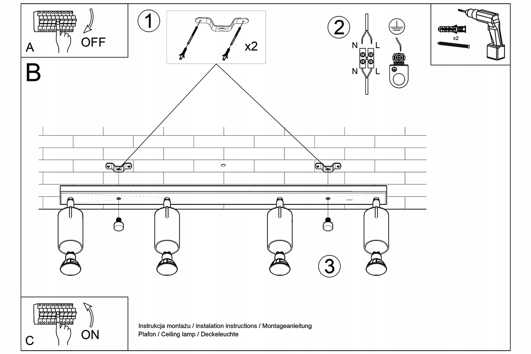 Plafon RING 4L czarny nowoczesny do sypialni i salonu Sollux led Marka Sollux Lighting