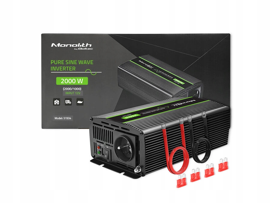 Qoltec Monolith 12/230V 1000/2000W Czarny