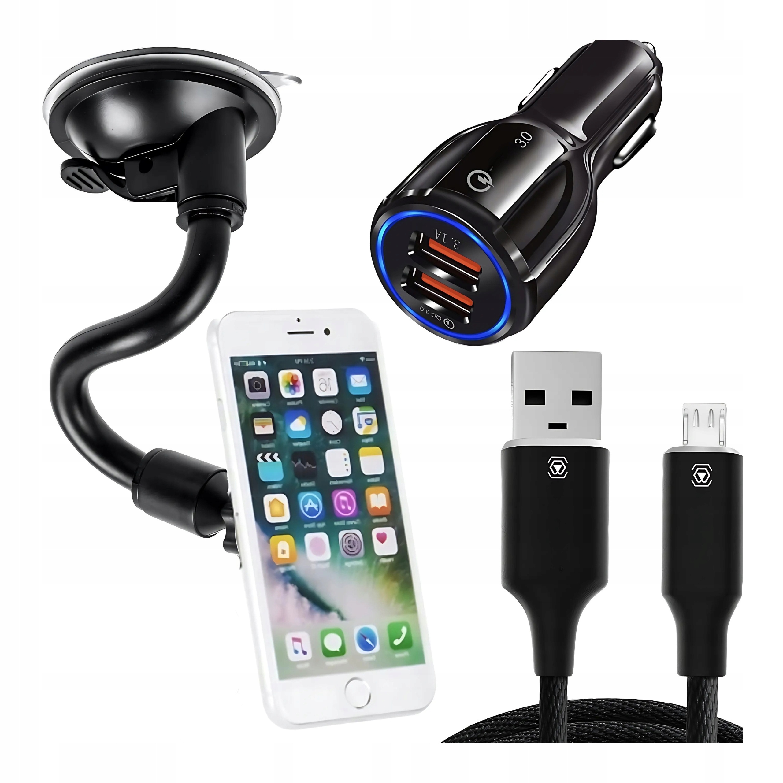 Uchwyt na Telefon do Samochodu Samochodowy Ładowarka Samochodowa Kabel