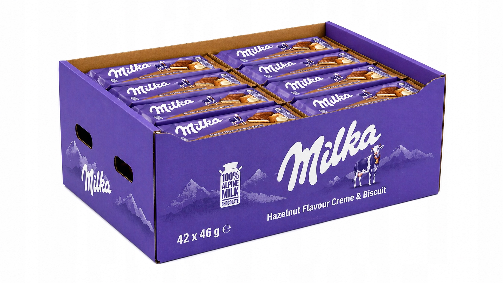 Milka Baton Mleczna Czekolada z Kremem Orzechowym i Ciasteczkami 46g