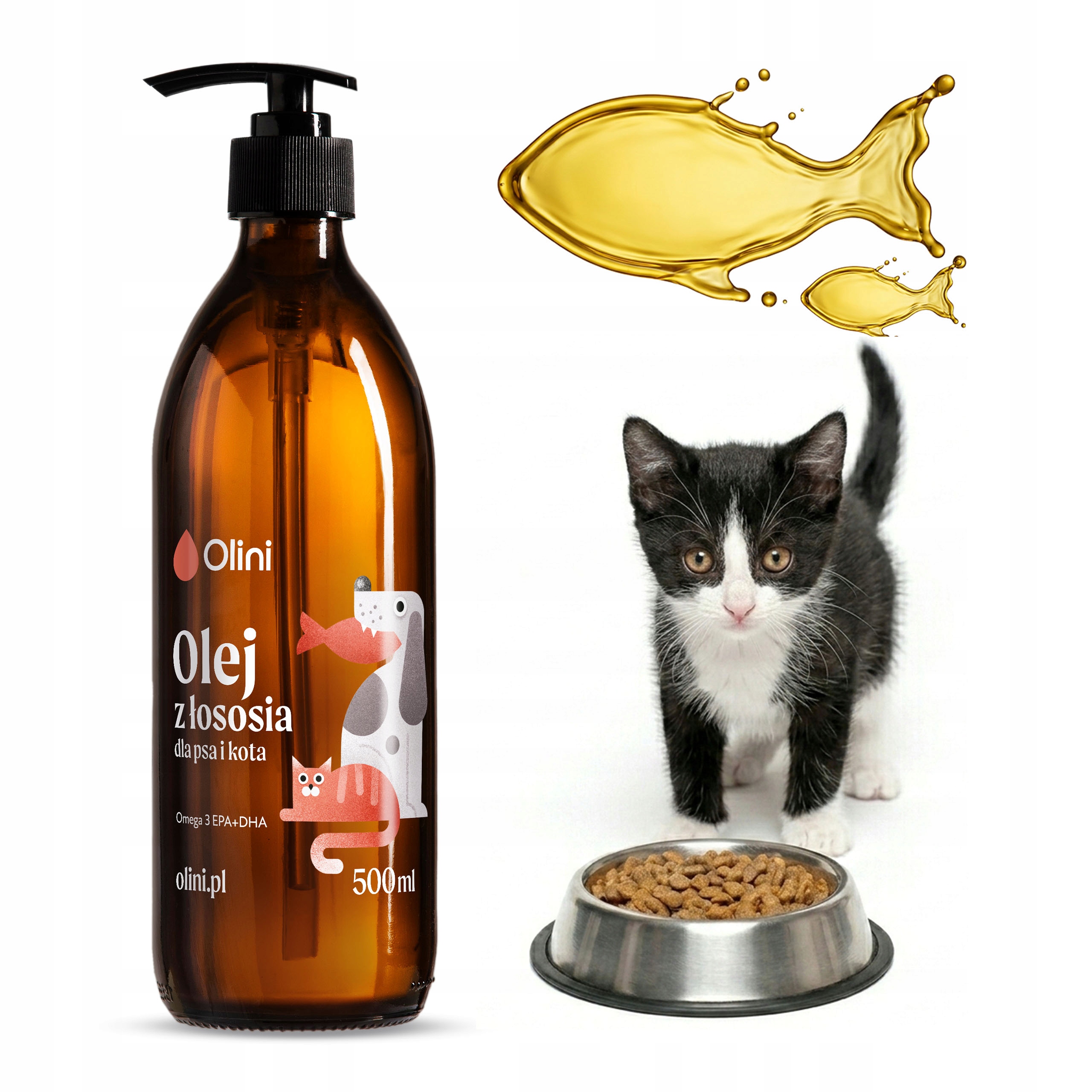 Olini Lososový olej pro psa a kočku Omega-3 Epa a Dha Rafinovaný 500 ml