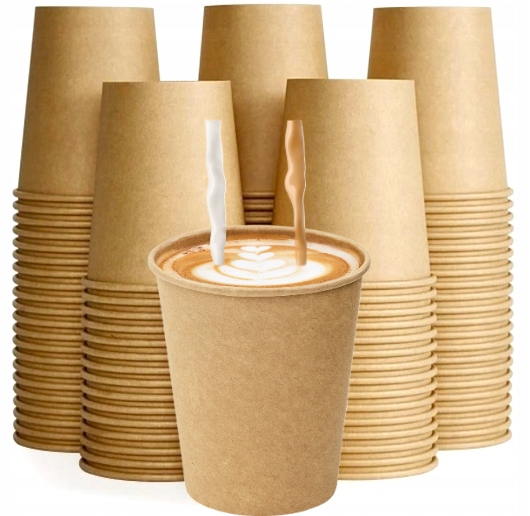 250ML100SZT KUBKI JEDNORAZOWE PAPIEROWE KRAFT DO KAWY HERBATY NAPOJÓW EKO