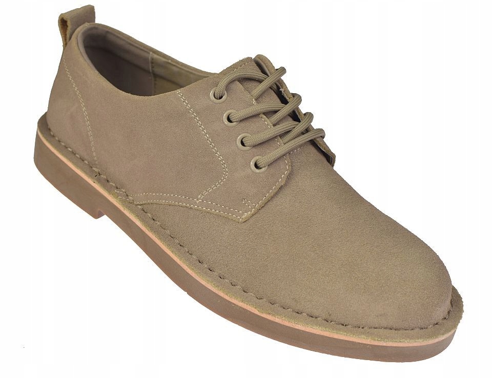 Pánské kožené boty JK/P-4-601 béžové semišové polobotky vel 44