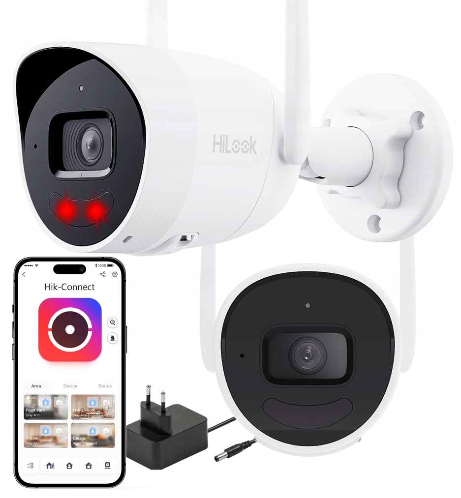 Kamera WiFi Hikvision HiLook Full Hd Zewnętrzna IPC-B120HA-D/W Zasilacz