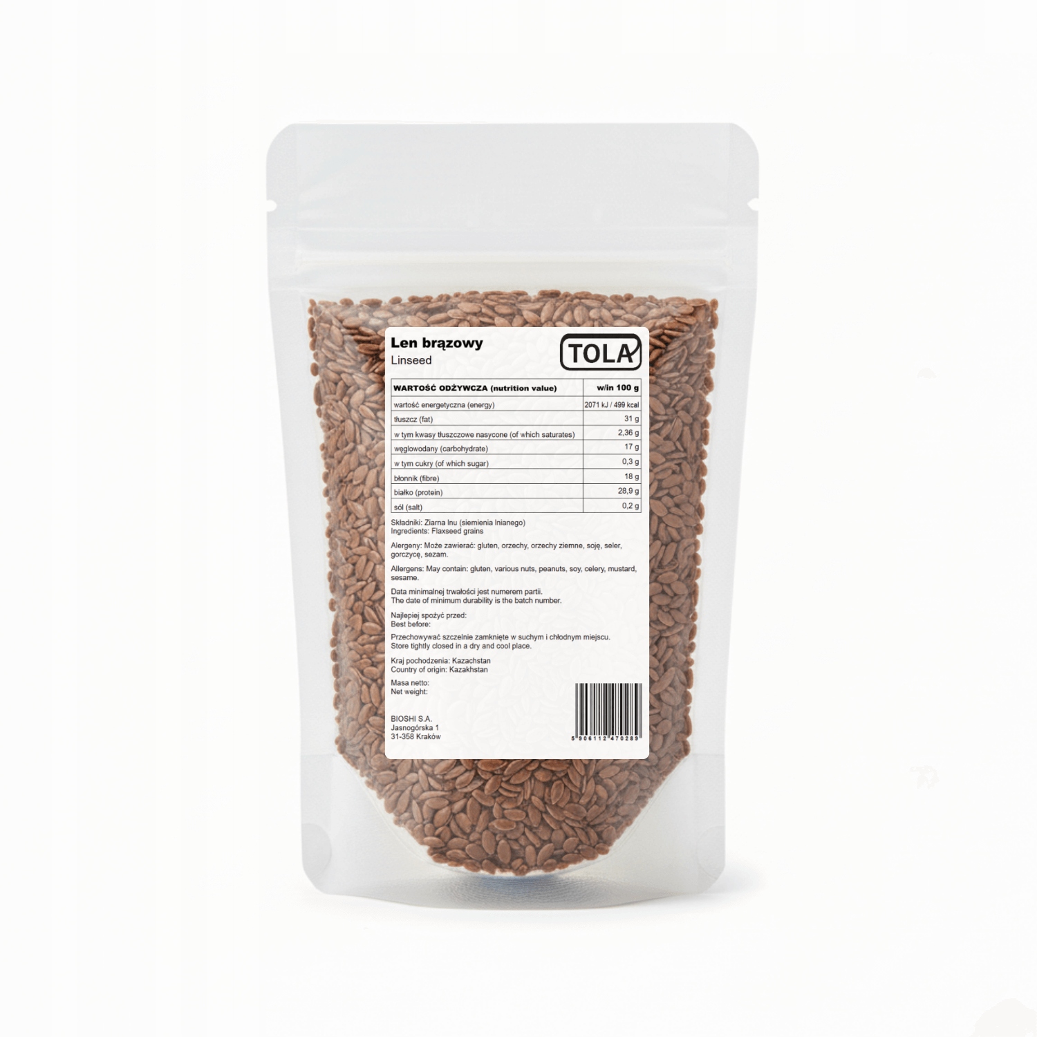 Levně Len hnědý, lněné semínko 25 kg – přírodní, vysoká kvalita Tola