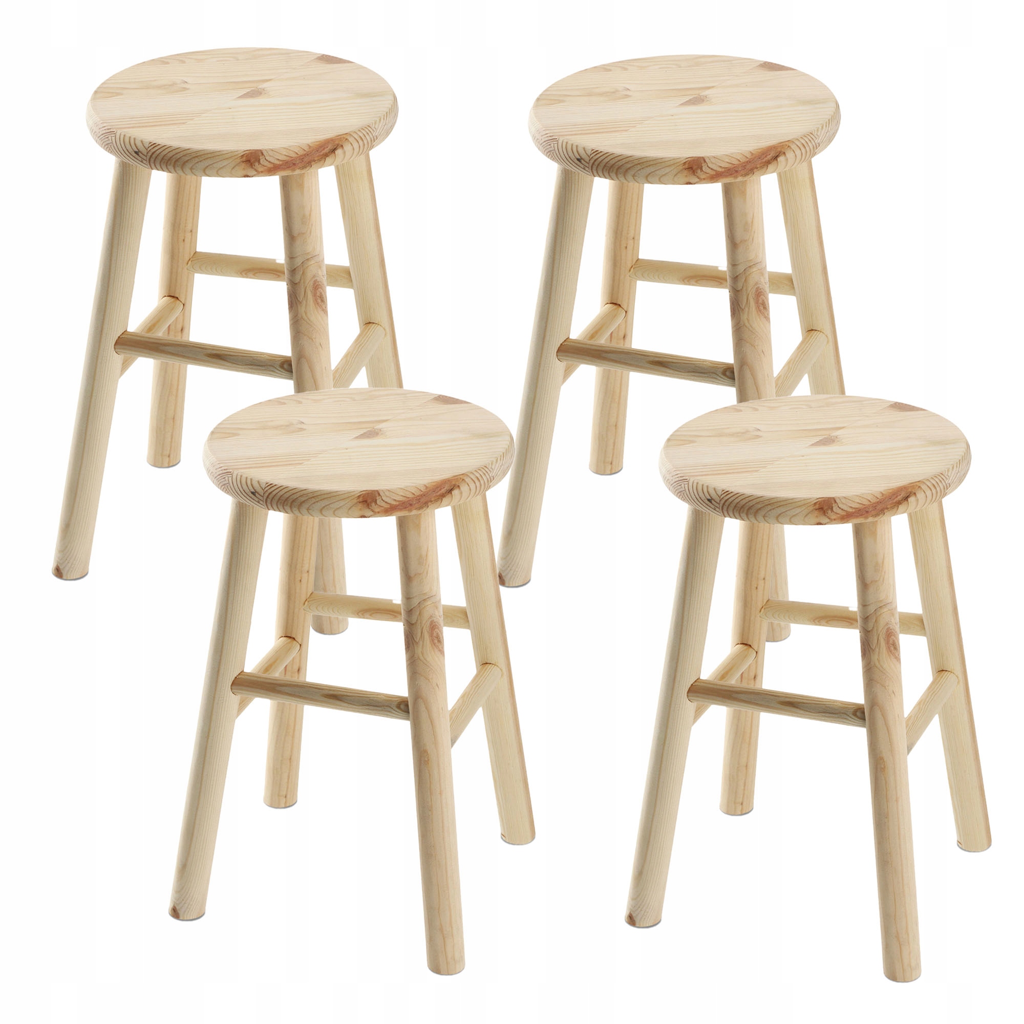 Taburetka 4 ks Drevená Kuchynská Stolička 46 cm Pevná Taburetka