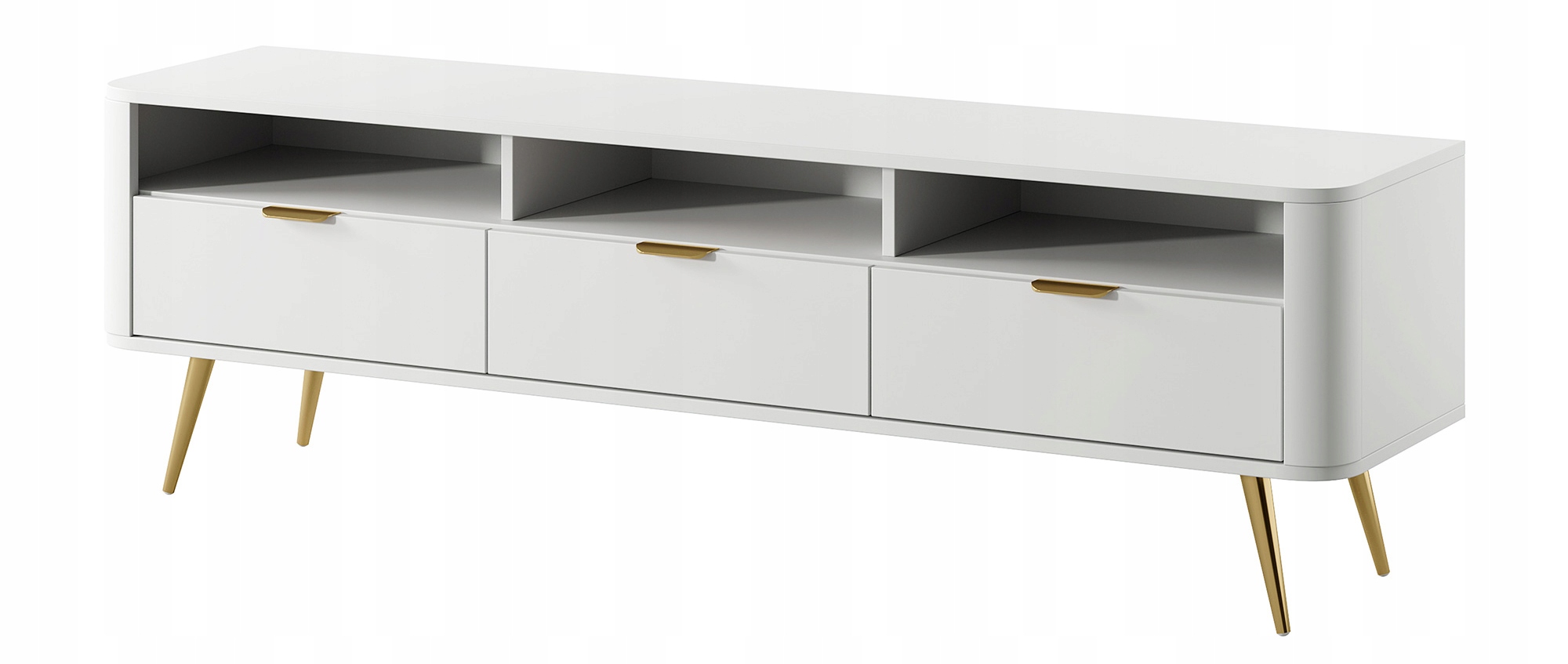 Szafka Rtv Oval 160 cm z wnękami Biała