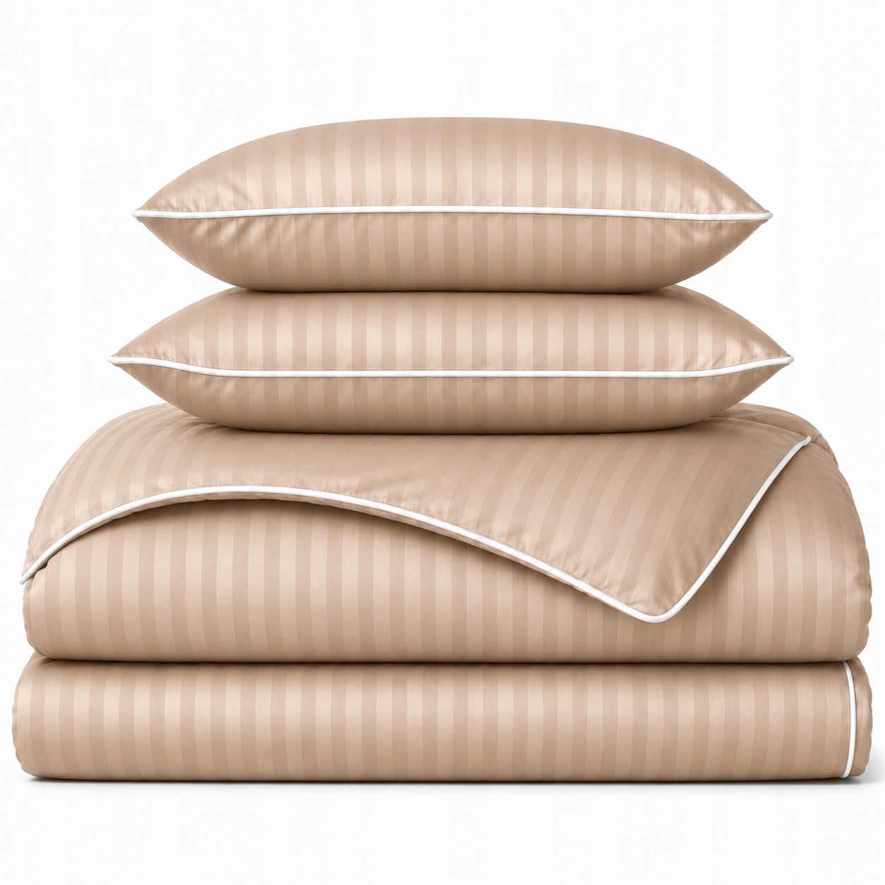 Povlečení Damašek Béžová Cappuccino Bílá Lamovka Premium 160x200