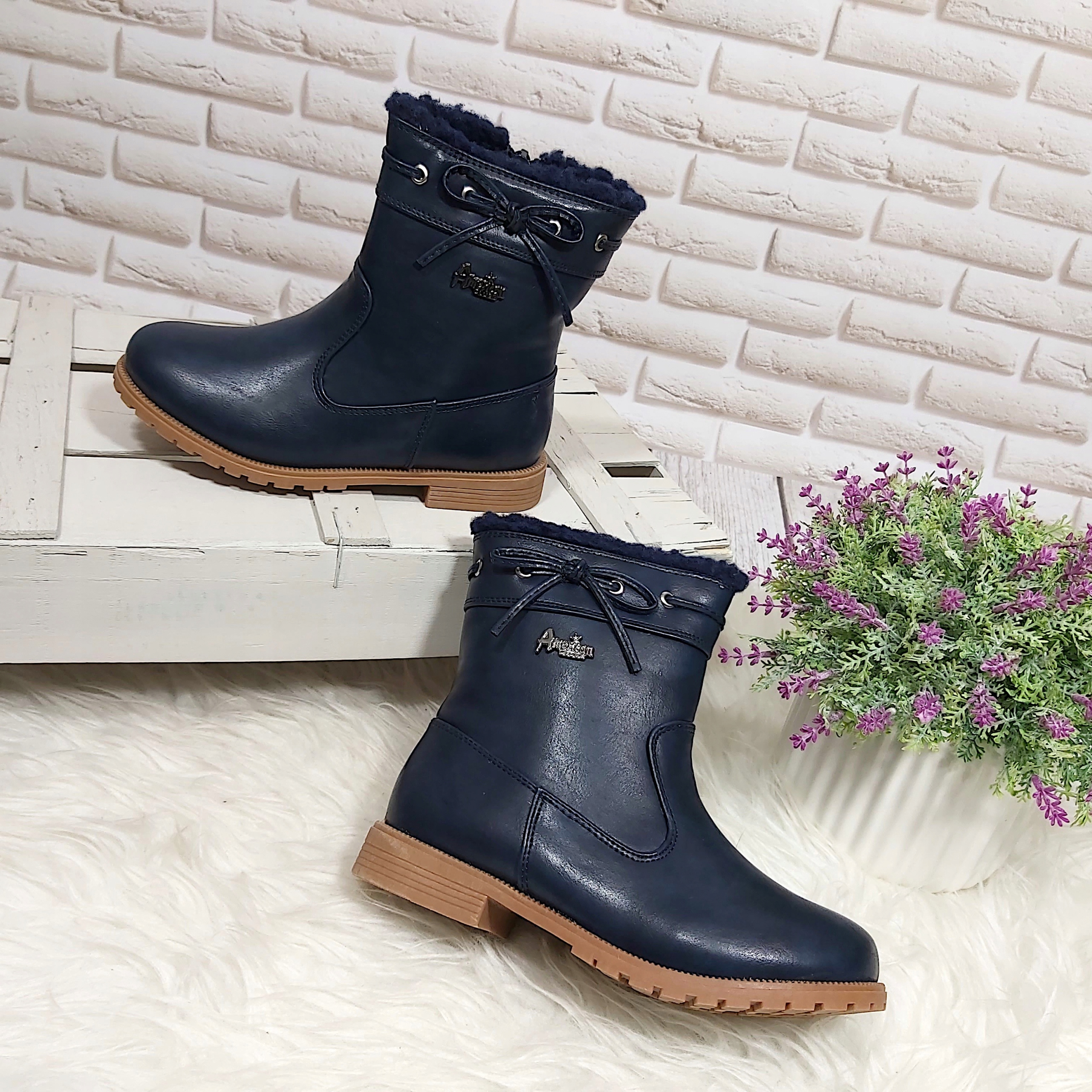 ELEGANCKIE ZIMOWE BOTKI DZIEWCZĘCE Z KOŻUSZKIEM 28 Marka American Club