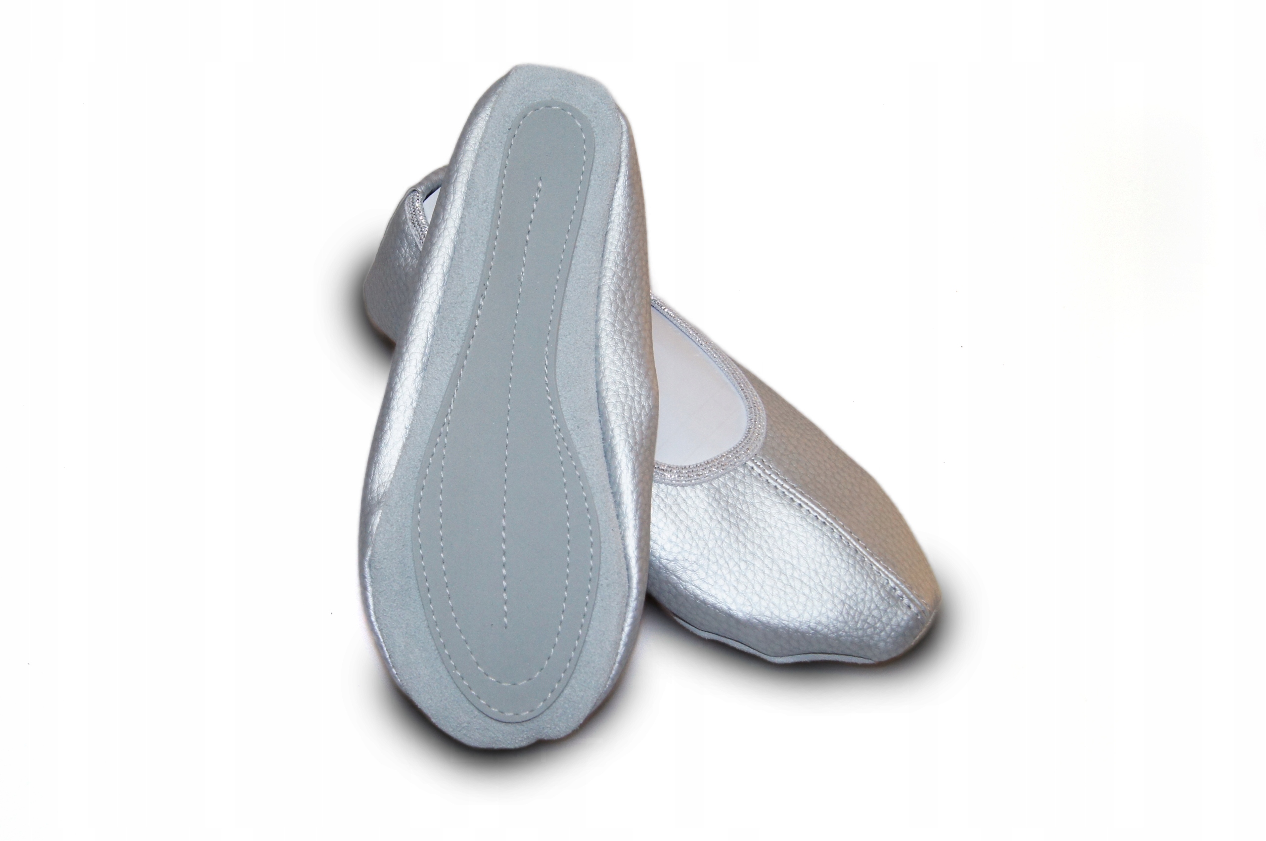 BALETKI BALERINKI SREBRNE POLSKI PRODUCENT DO TAŃCA RYTMIKA GIMNASTYCZNE Rozmiar (new) 28