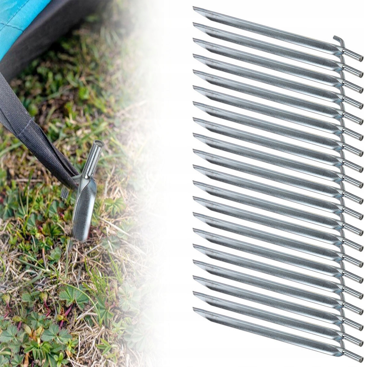 Szpilki Namiotowe Śledzie Do Namiotu Solidne Kotwy Stal 30cm 20szt. Haczyki