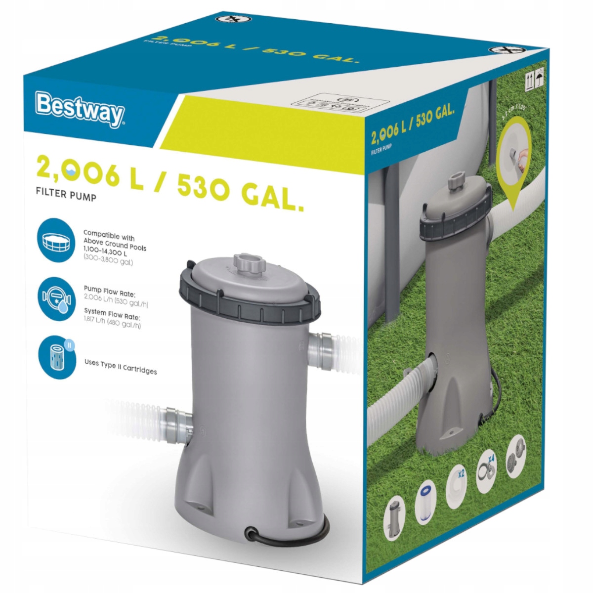 Filtrační Čerpadlo Bazénové 2006 l/h Do Bazénu Bestway 58383 Filtr Typ II