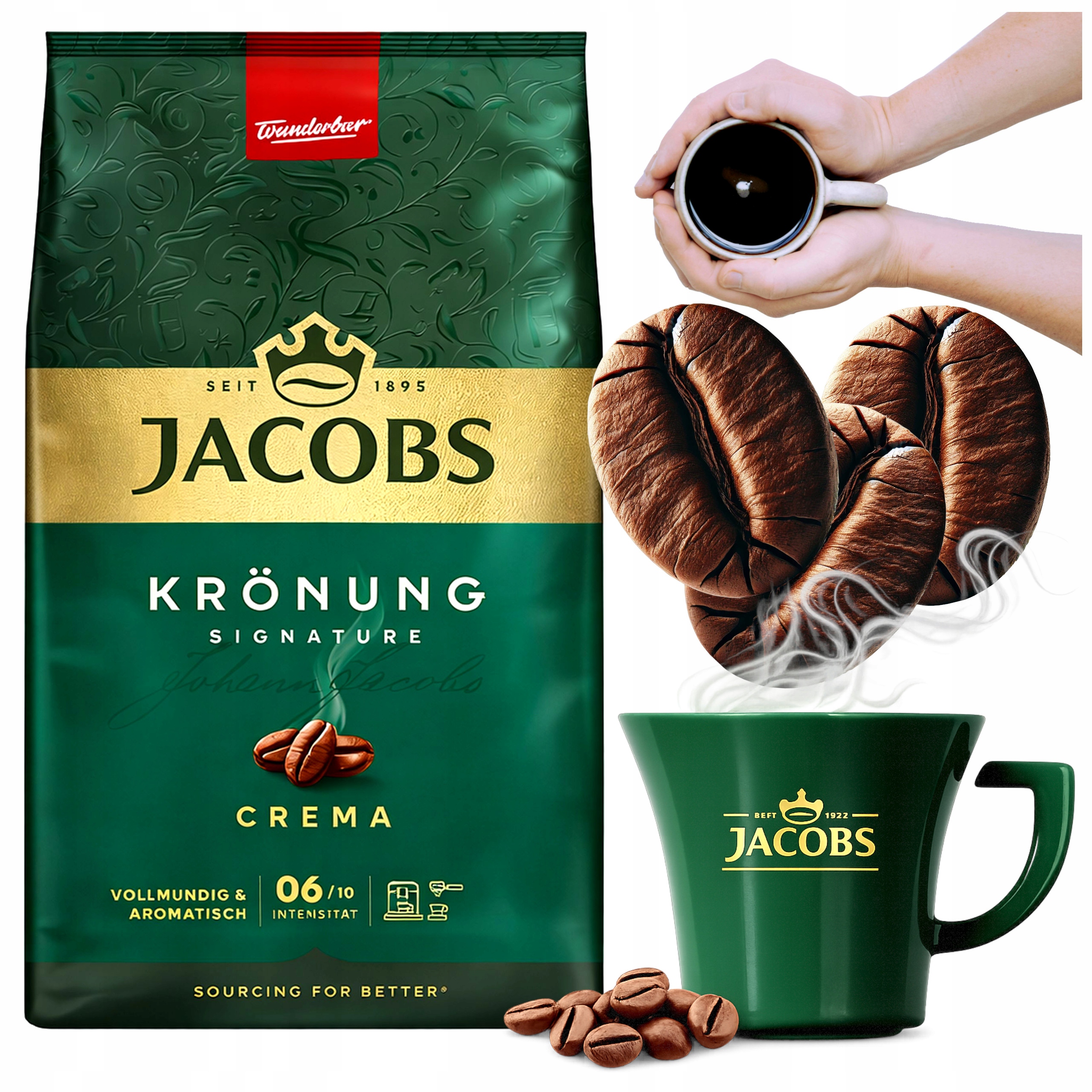 Káva Zrnková Jacobs 1KG Pražená Kronung Caffe Crema 1000 g Do Kávovaru