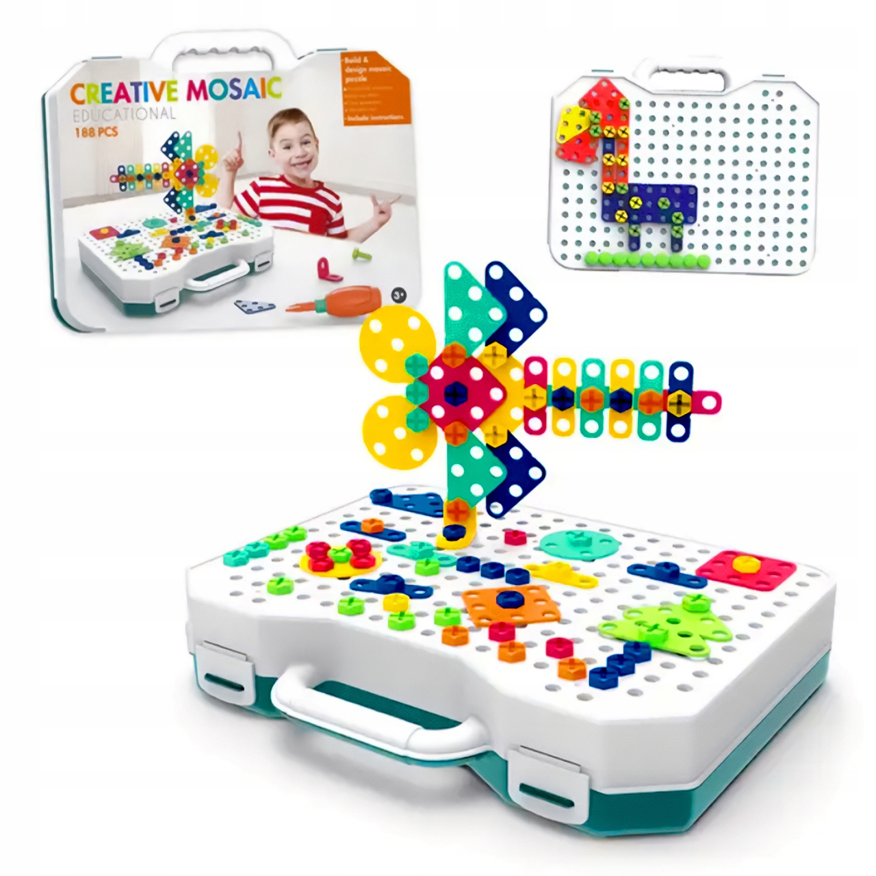 CREATIVE BLOCKS PUZZLE ŠROUBY MALÝ DIY ŠROUBOVÁK 188 EL Bez efektů