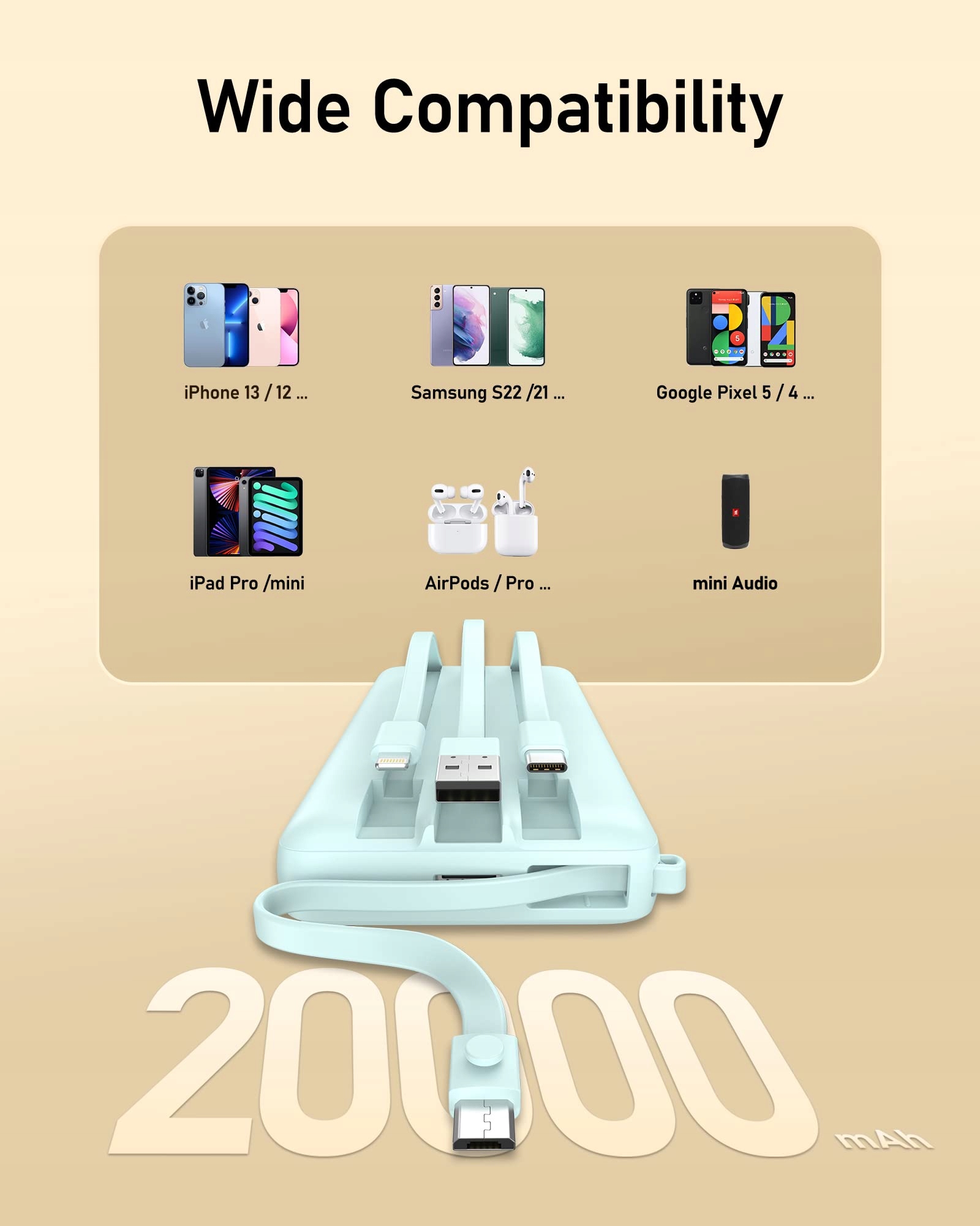 VEEKTOMX Powerbank 20000mAh USB C LED for iPhone Samsung Huawei — miniatura 7