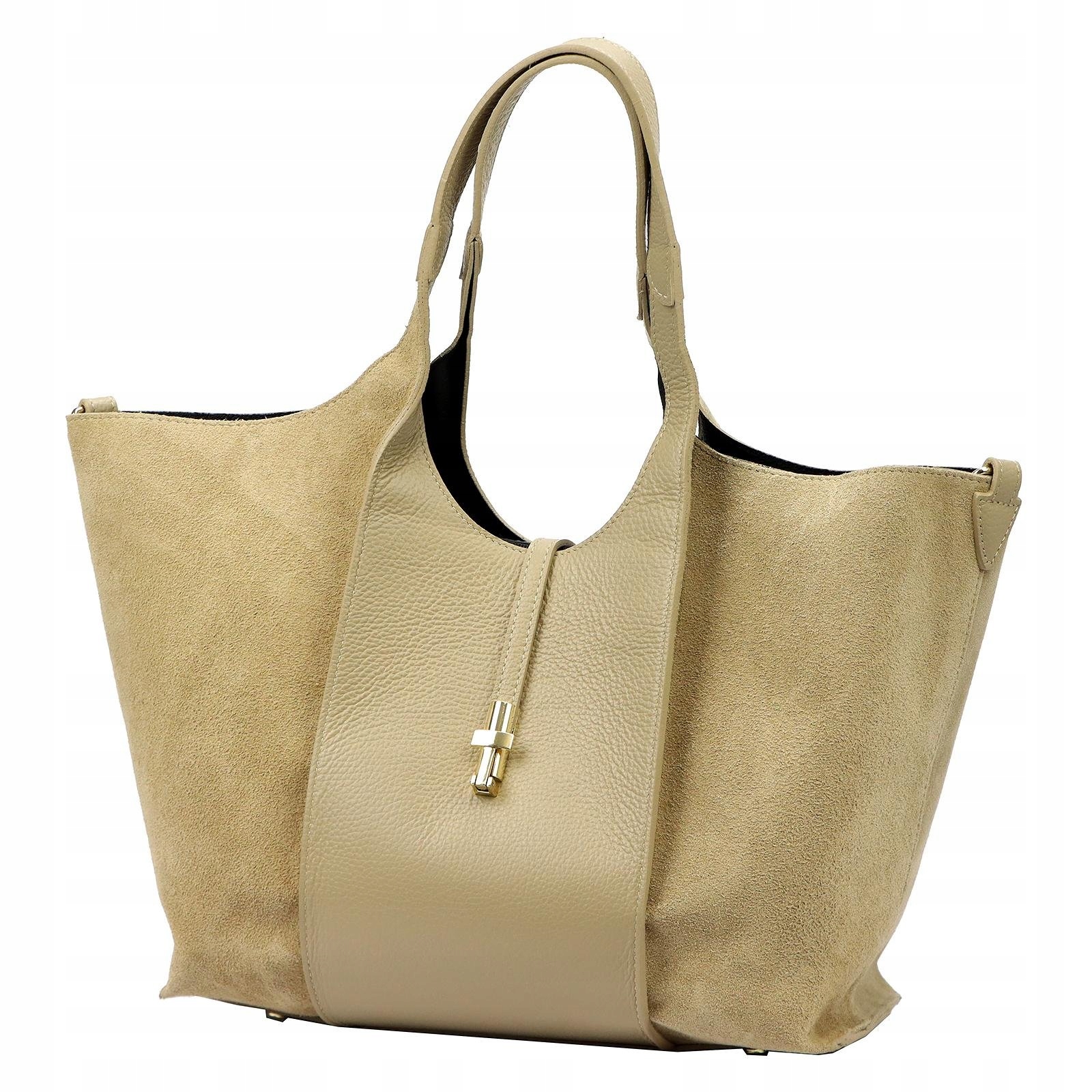 Dámská shopper kožená kabelka béžová přes rameno Luka