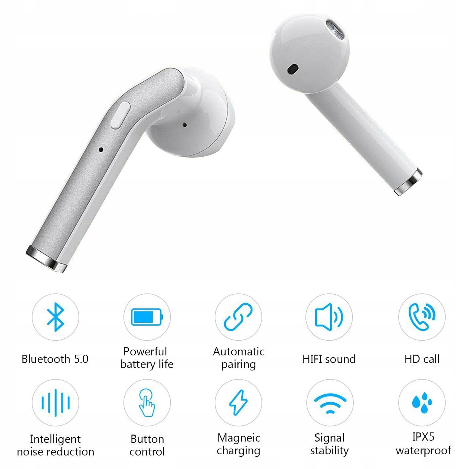 Wireless headphones H17T noise reduction white Function answer calls reject calls end call mute calls volume control music control noise reduction