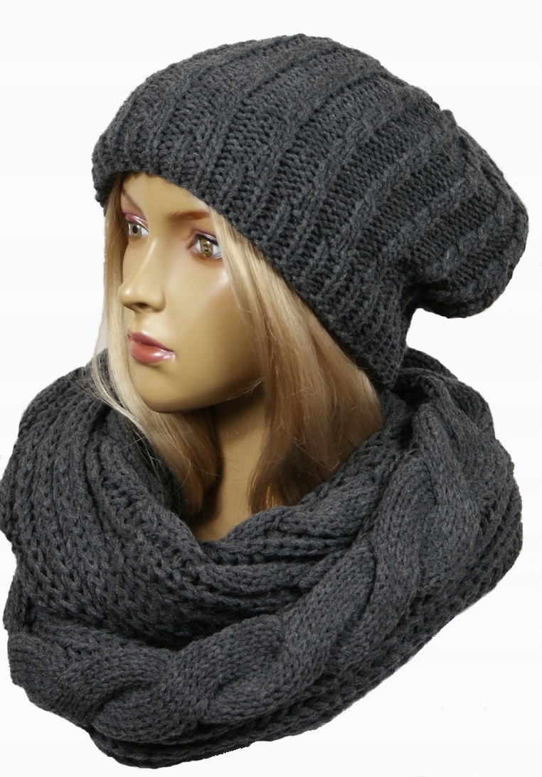 

Komplet czapka_ beret _polar +komin Gruby 6