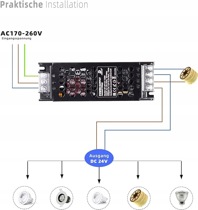 Zasilacz do LED DUSKTEC 24V 200W 8.3A SLIM Marka bez marki
