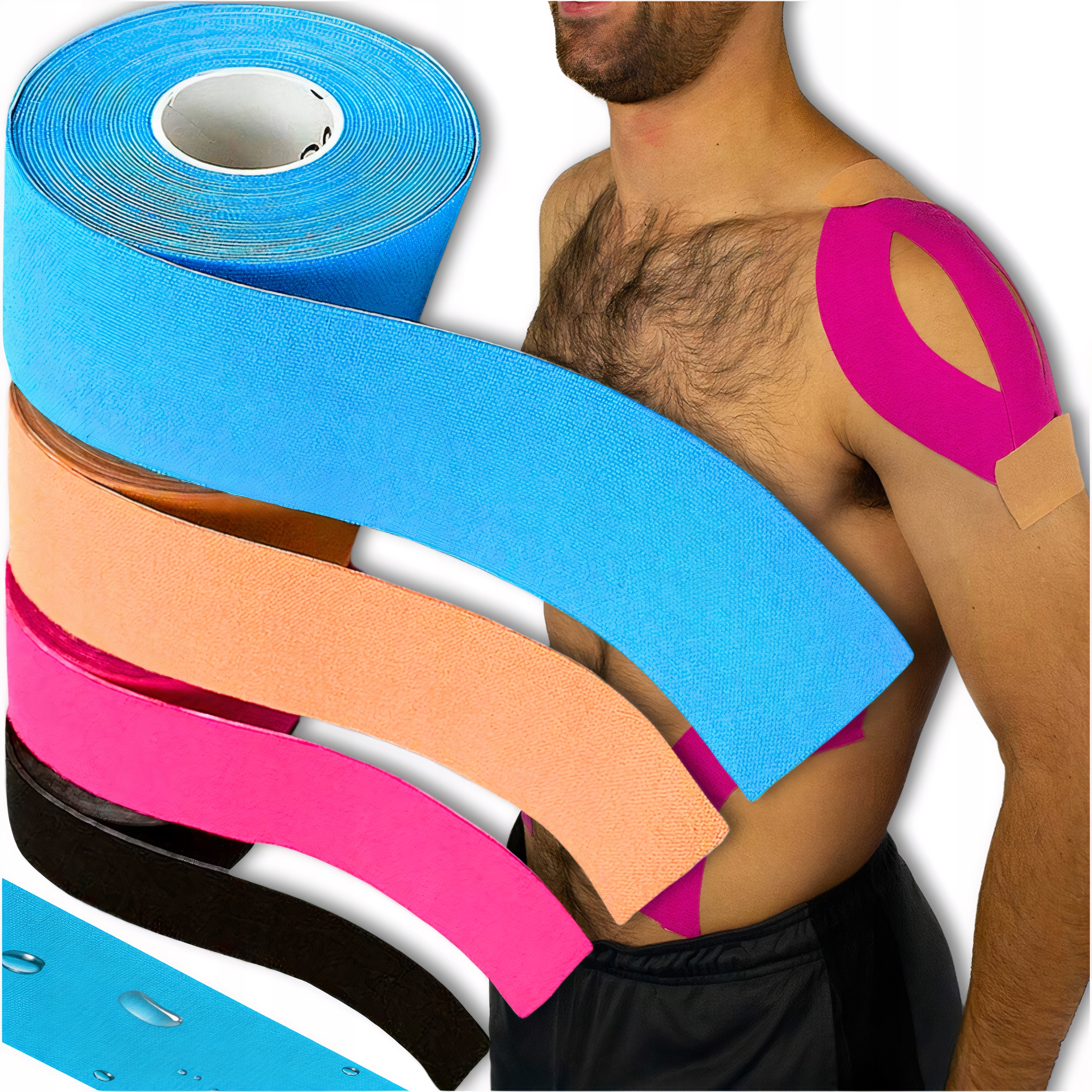 4x Taśma Kinezjologiczna Tape Taping Tejpy 5cm 5m Wodoodporne Plastry