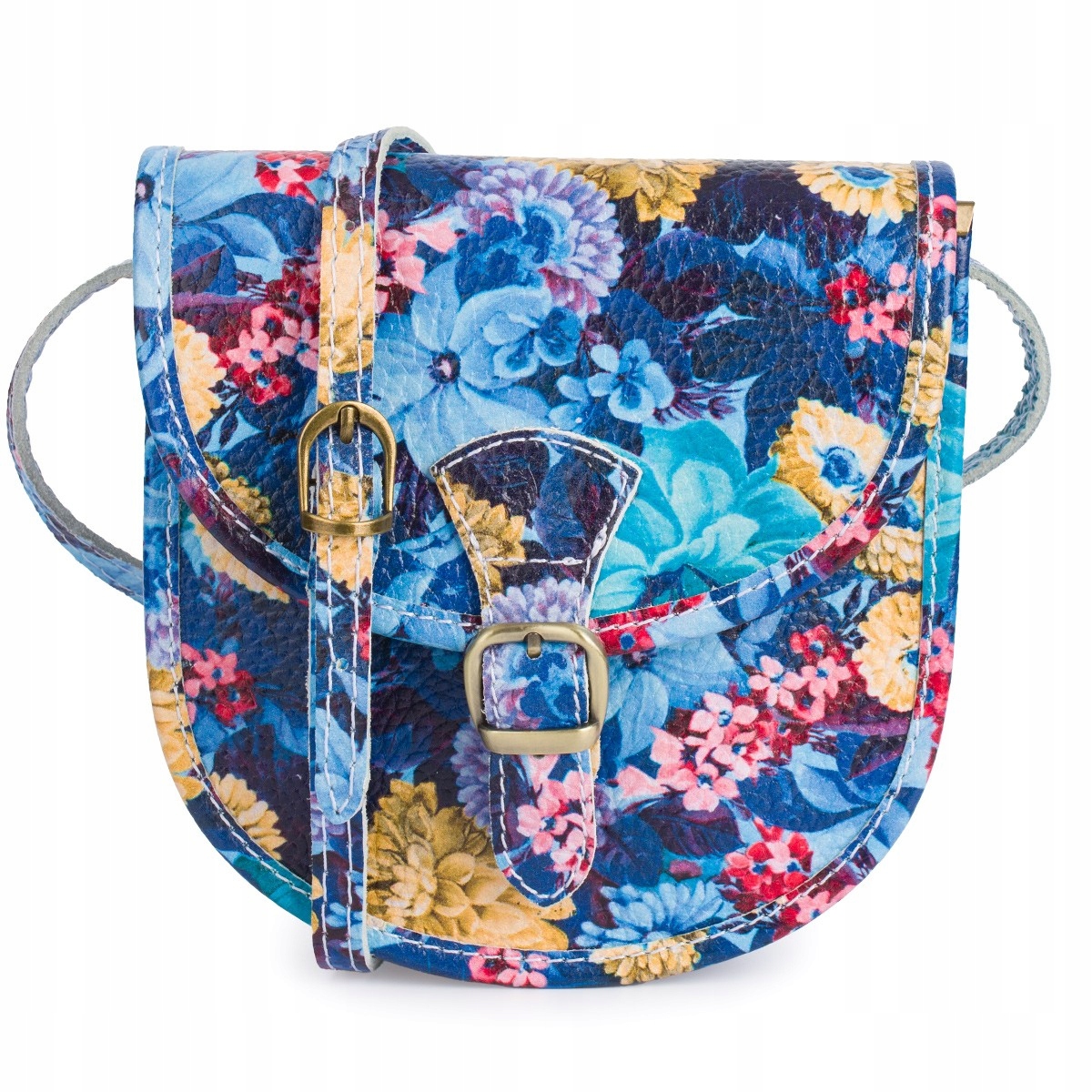 Modrý květ Beltimore Dámská kožená malá kabelka Přes Rameno podkova