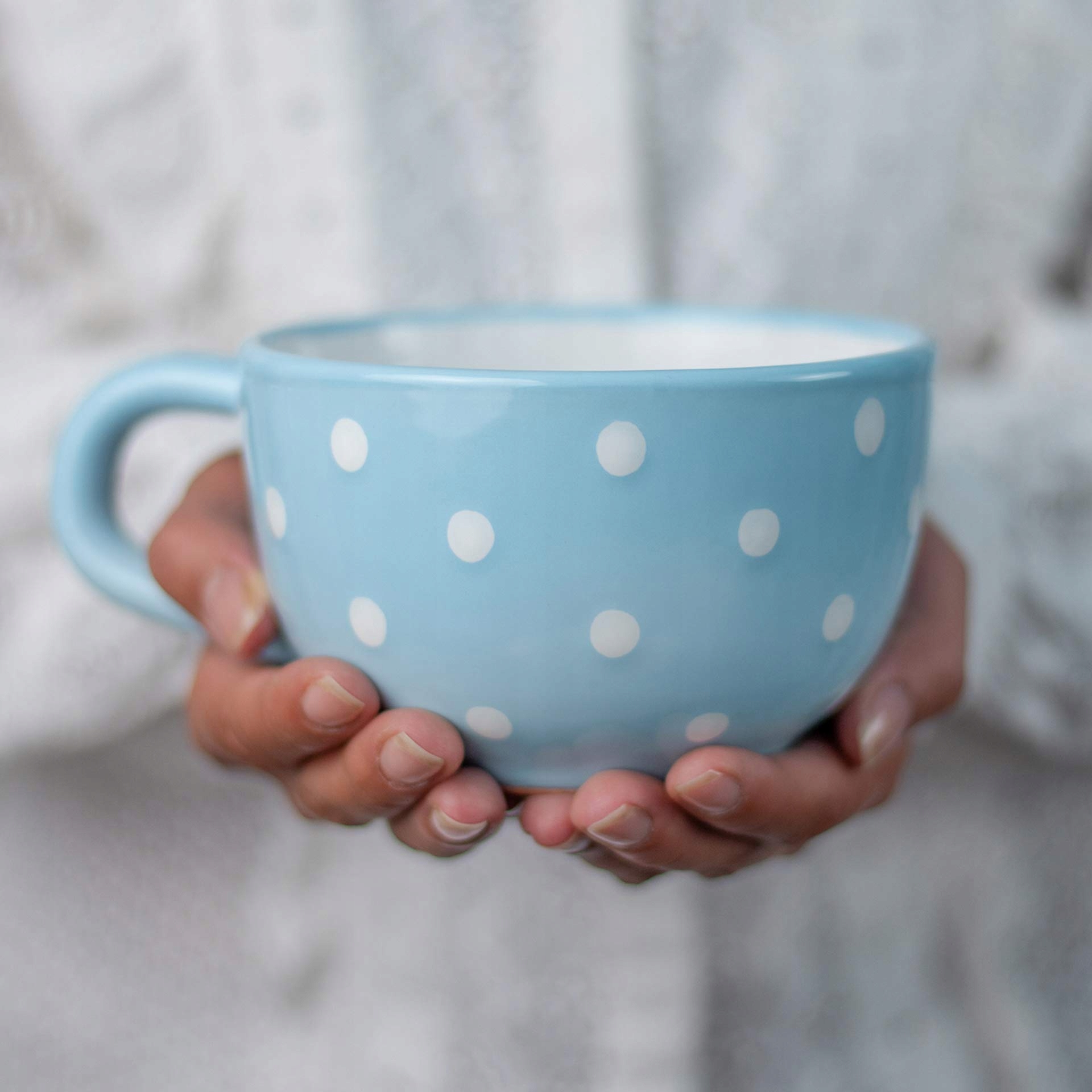 Keramický hrnek XXL City To Cottage 500 ml Polka Dots Modrý Ručně